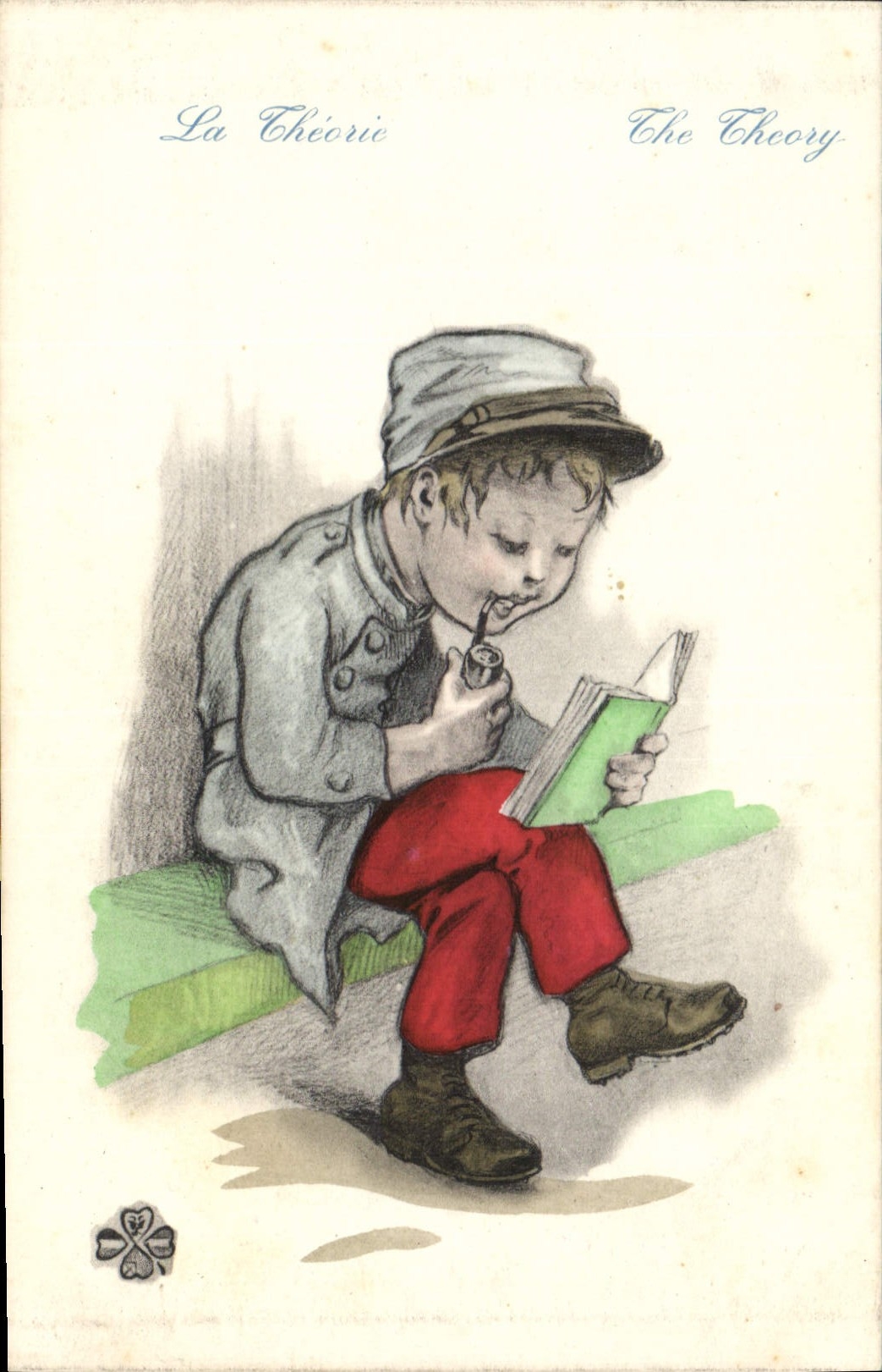 CPA Militaria La theorie Enfant Pipe Tabac