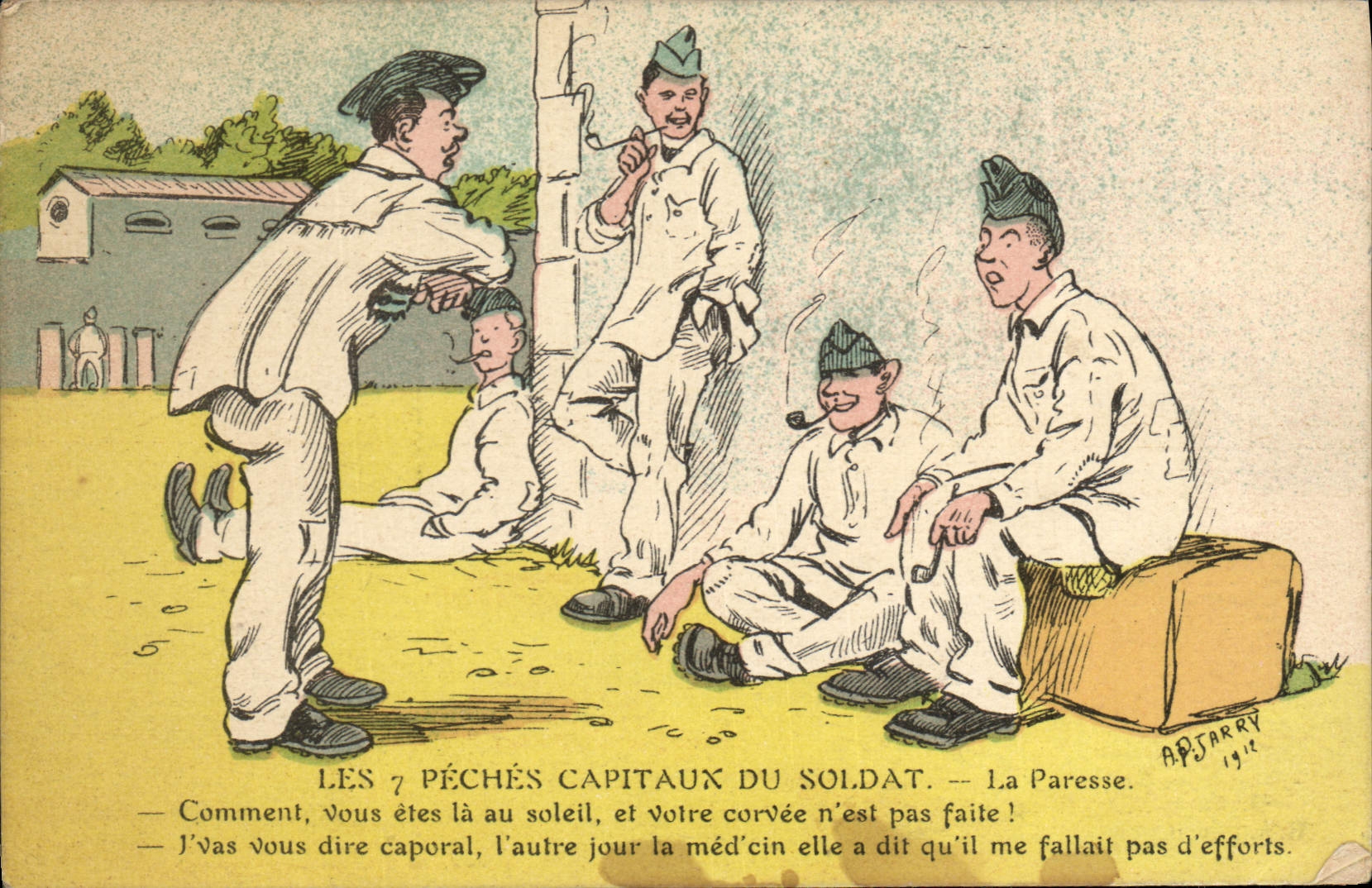 CPA Militaria Les 7 peches capitaux du soldat La paresse