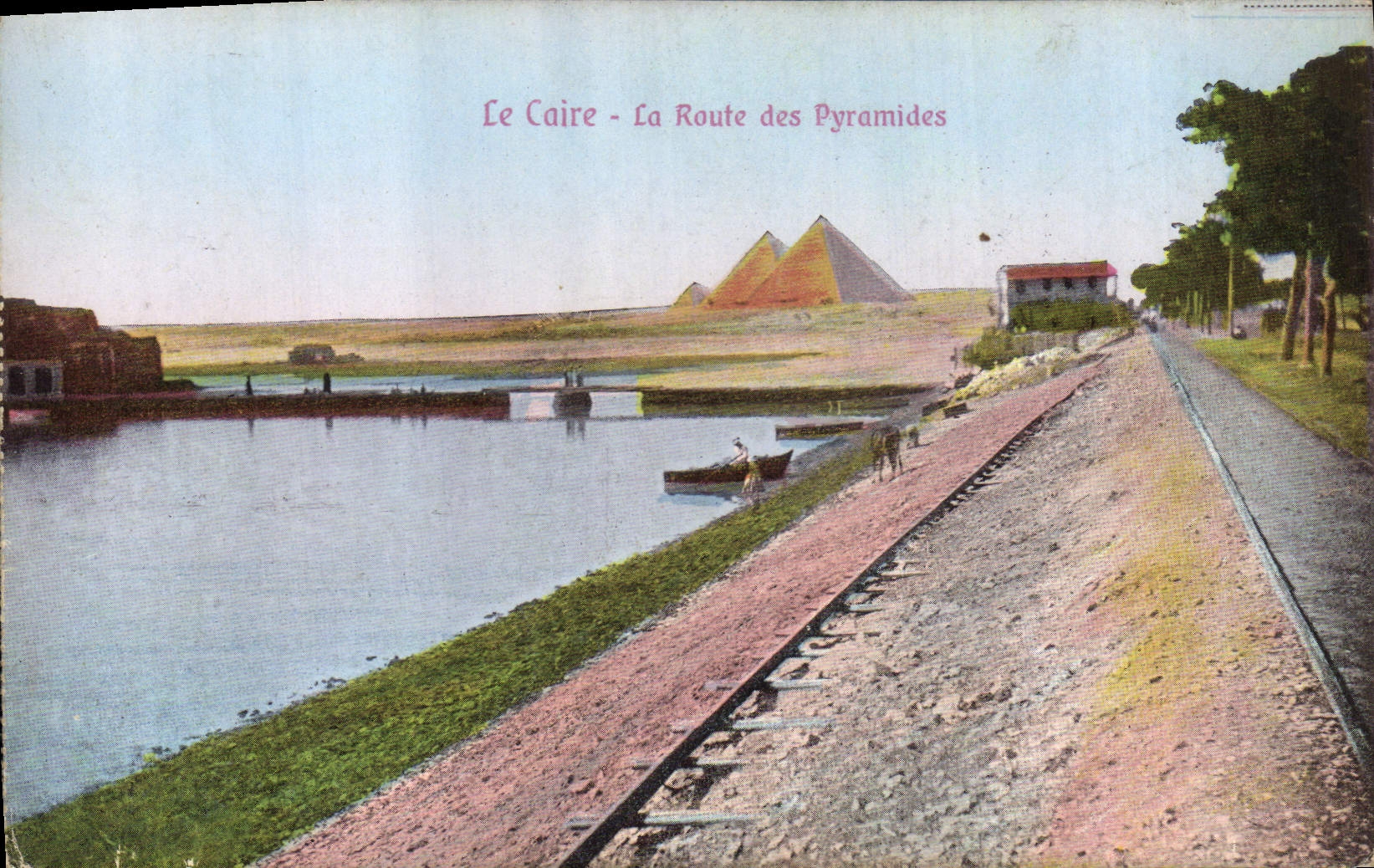 CPA Egypt Egypte Le Caire La route des pyramides