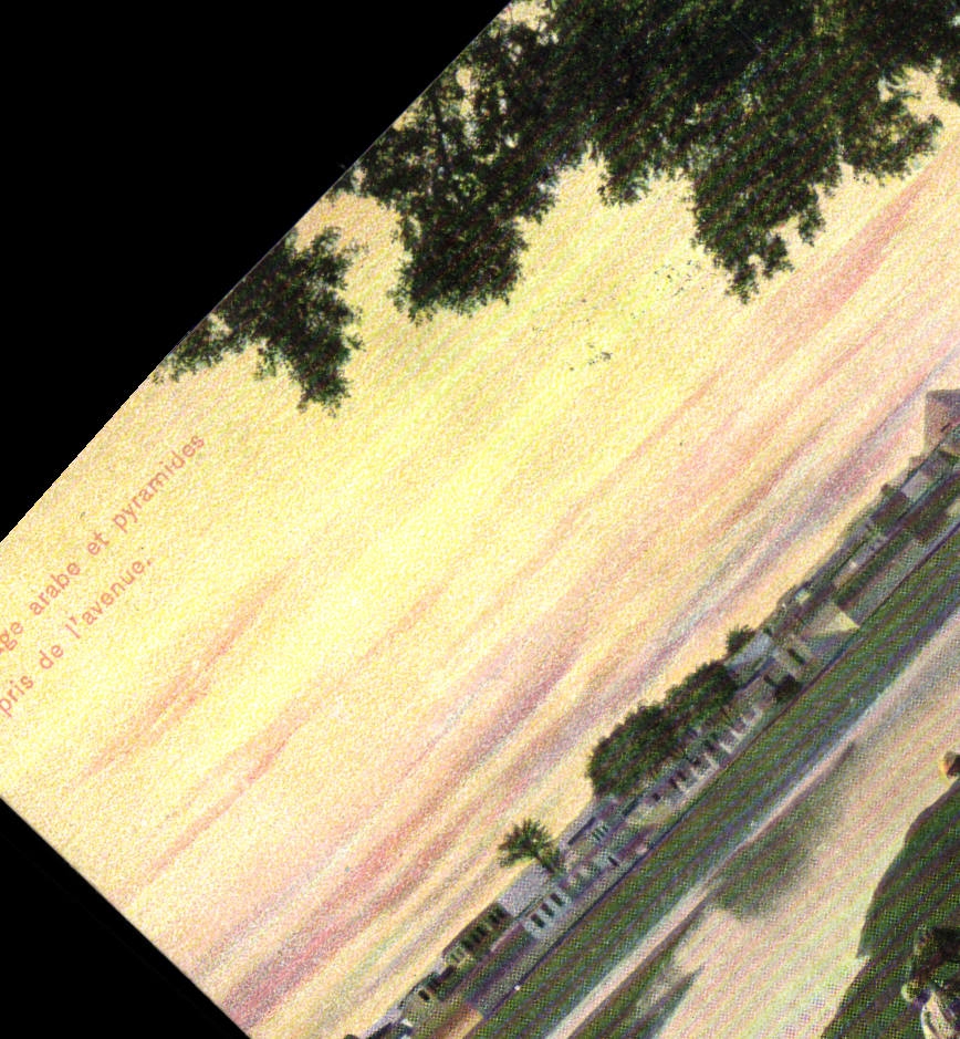 CPA Egypt Egypte Village arabe et pyramides pris de l'avenue