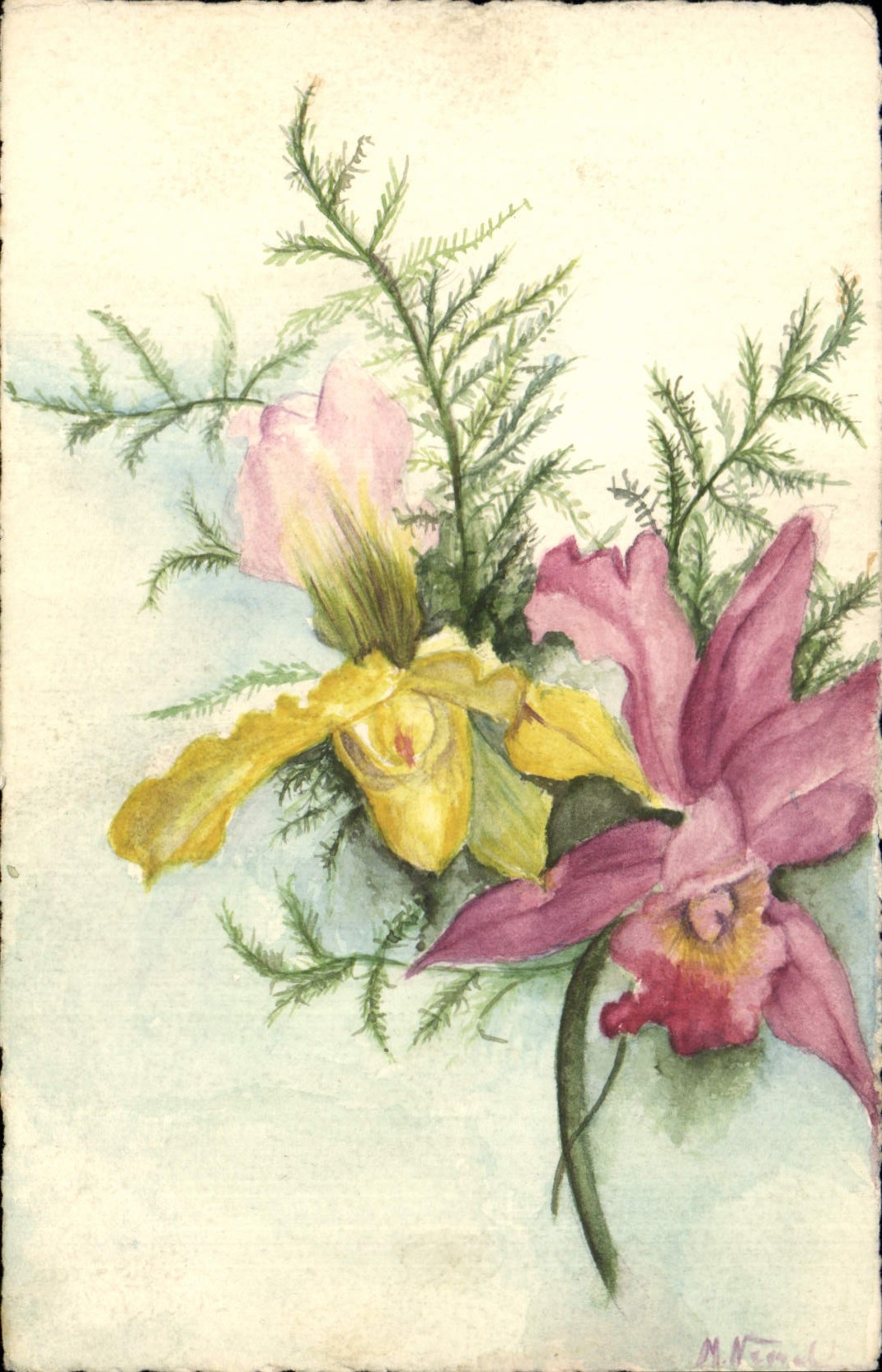 CPA Fantaisie (dessin a la main) Fleurs