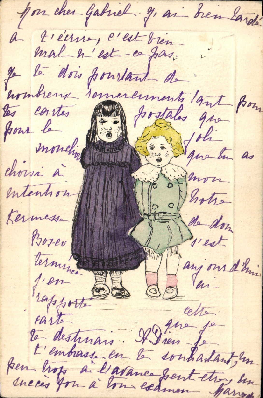 CPA Fantaisie (dessin a la main) Enfants