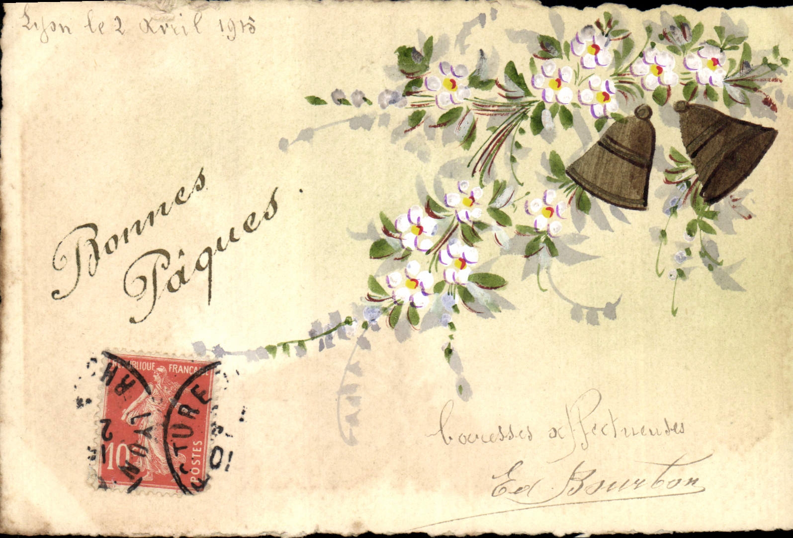 CPA Fantaisie (dessin a la main) Fleurs