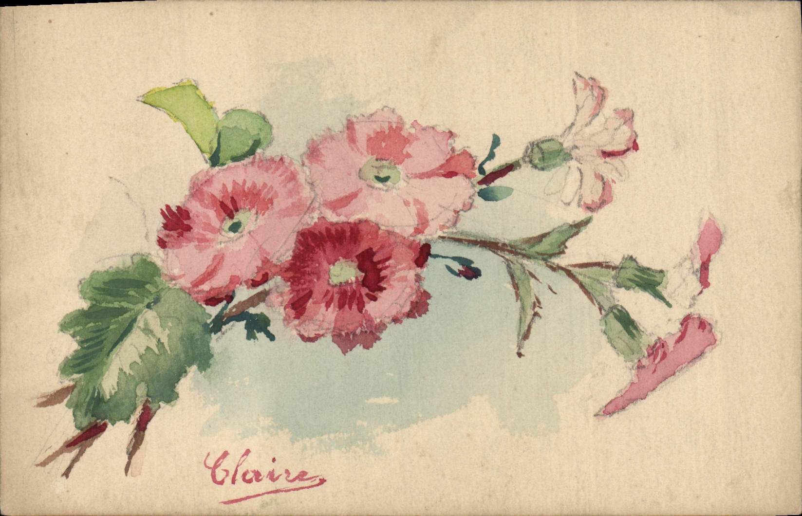 CPA Fantaisie (dessin a la main) Fleurs  