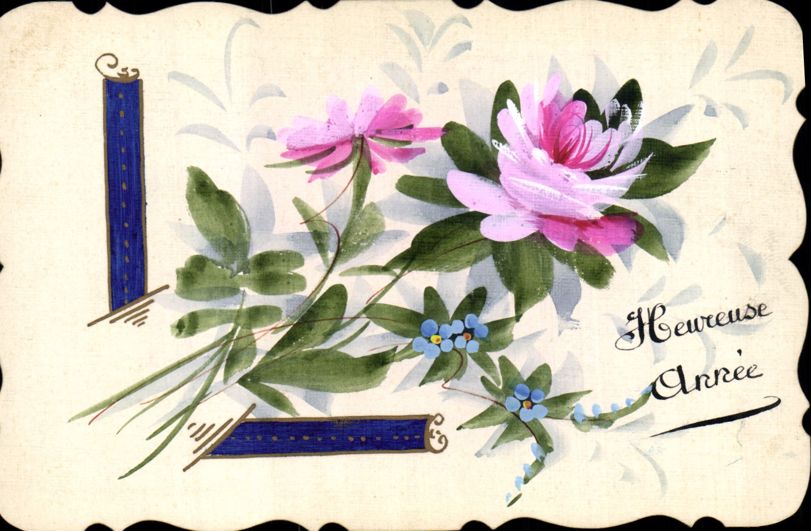 CPA Fantaisie (dessin a la main) Fleurs