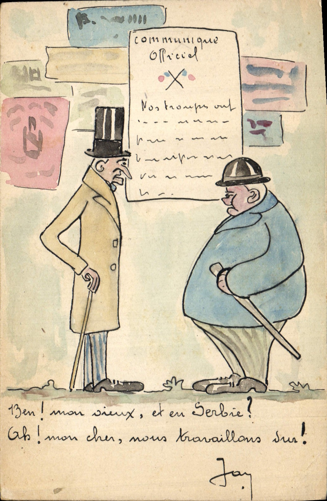 CPA Fantaisie (dessin a la main) Hommes