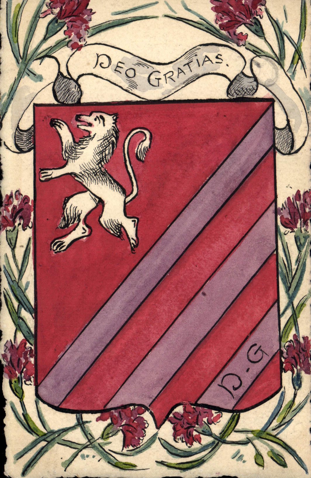 CPA Fantaisie (dessin a la main) Lion Deo Gratias  