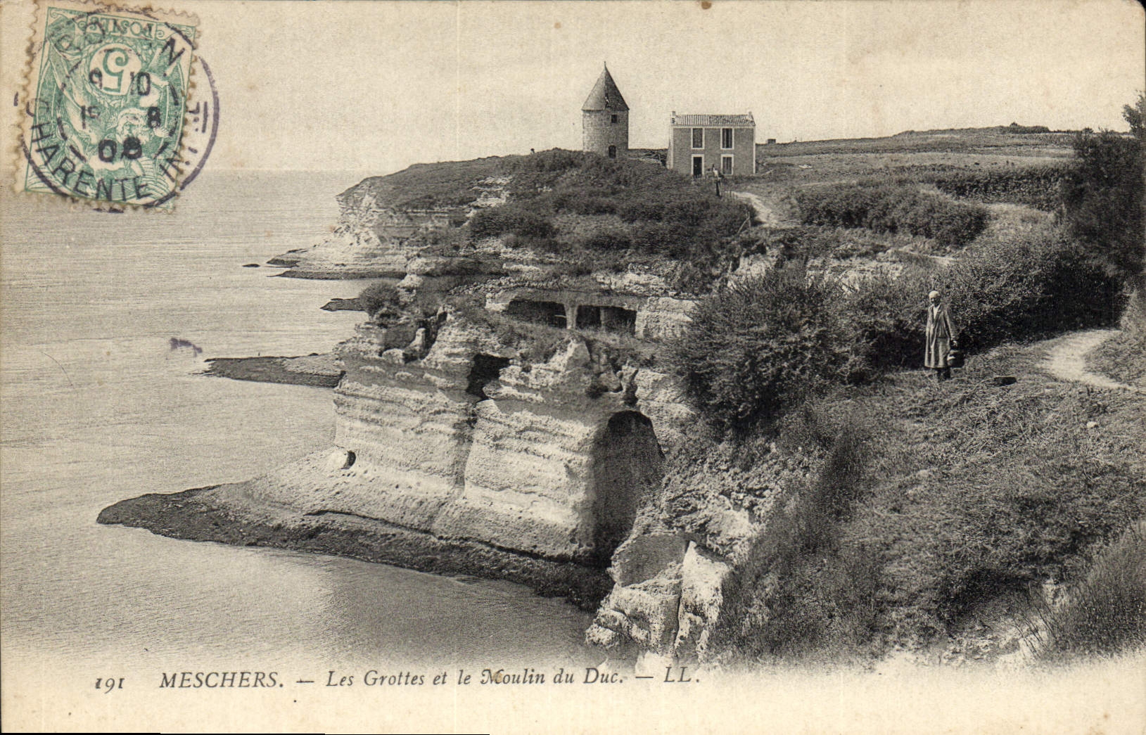 CPA Meschers Les grottes et le moulin du Duc