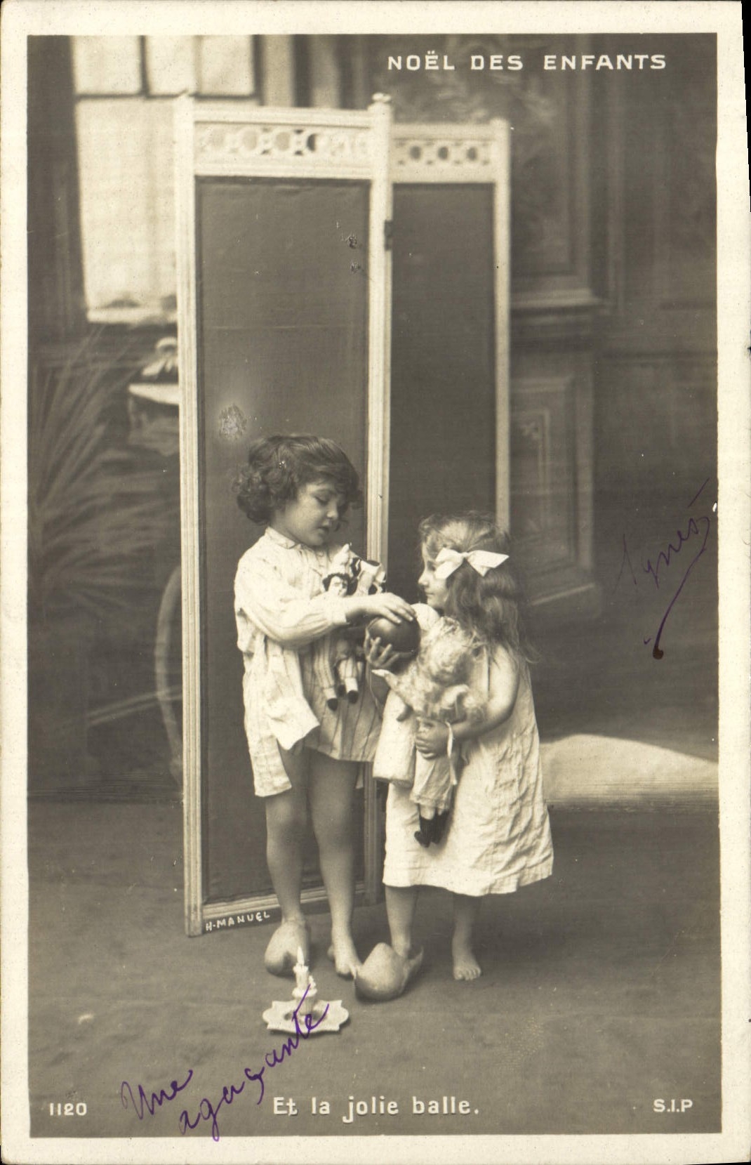 CPA Fantaisie Poupee  Noel des enfants Et la jolie balle 