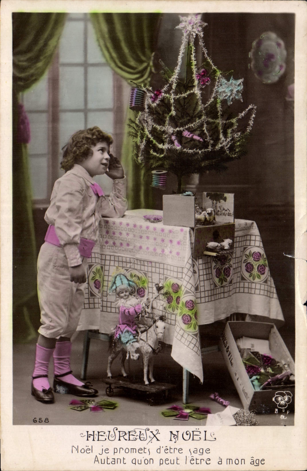 CPA Fantaisie Poupee  Heureux Noel Noel je promet d'etre sag autant qu'on peut l'etre a mon age 