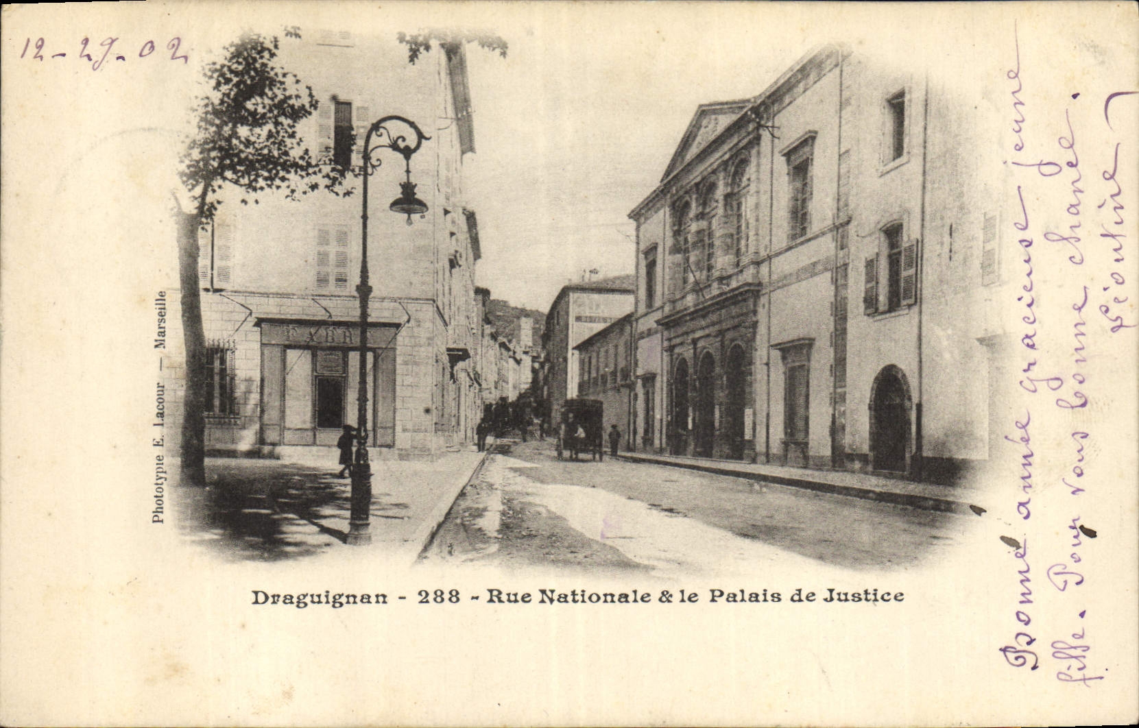 CPA Draguignan Rue Nationale & le Palais de Justice 