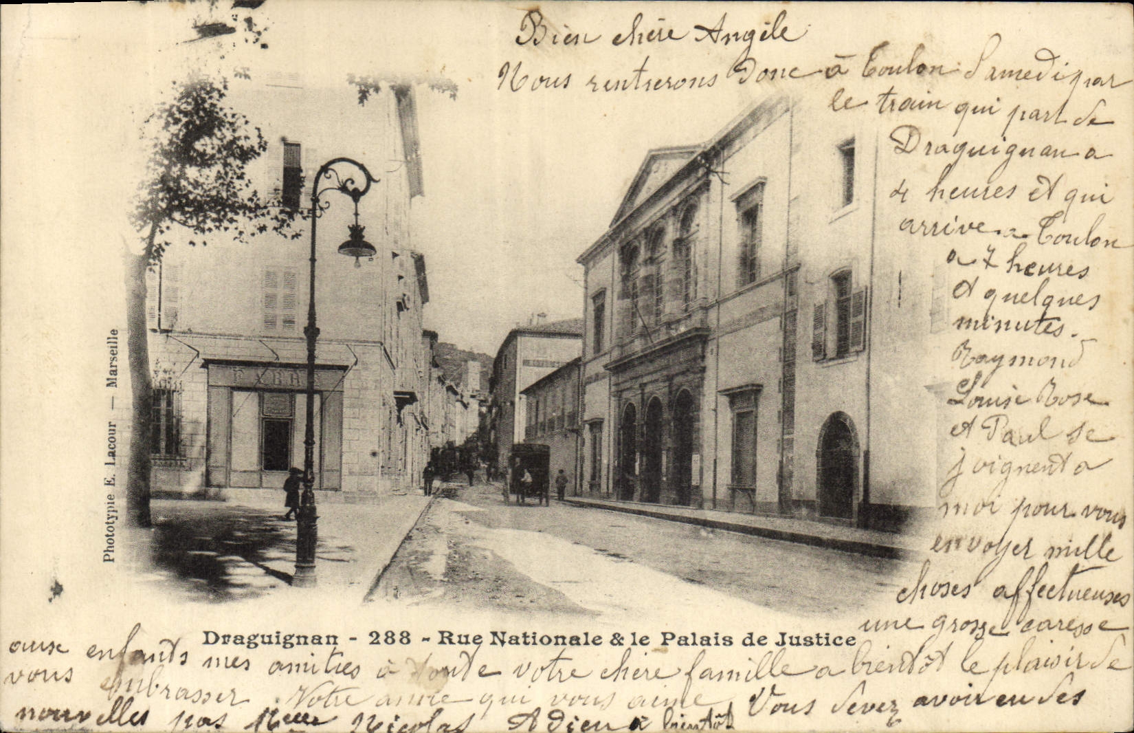 CPA Draguignan Rue Nationale & Le Palais de Justice 