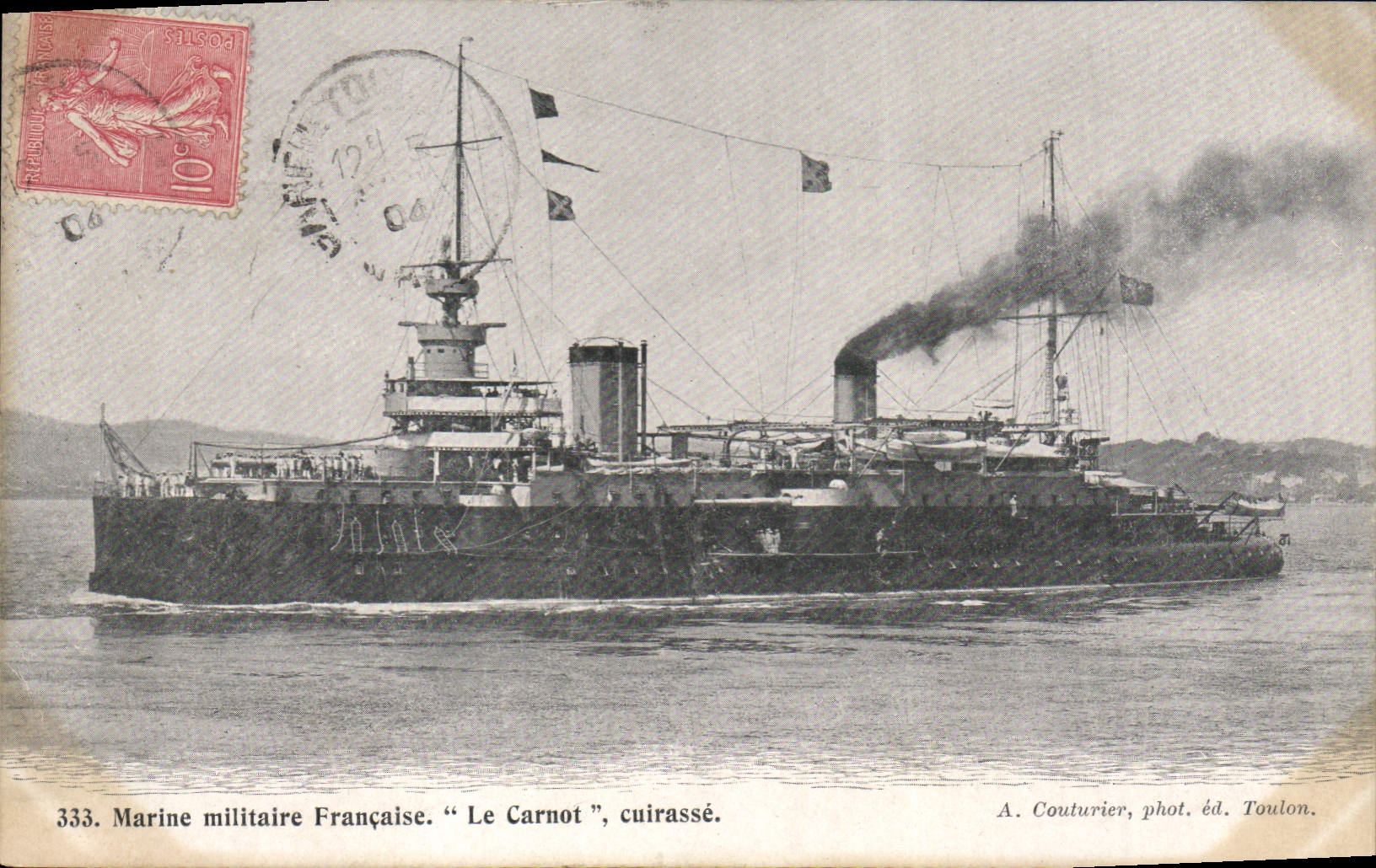 CPA Bateau de GuerreMarine militaire francaise francaise Le Carnot cuirasse 