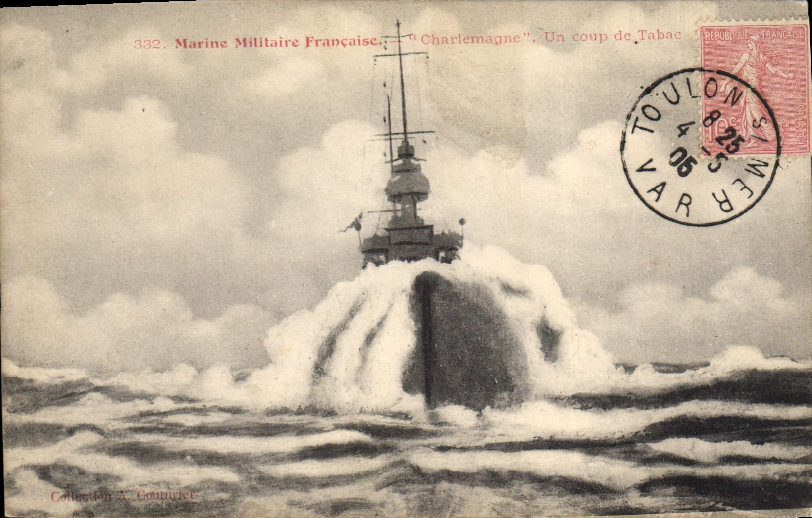 CPA Bateau de GuerreMarine Militaire Francaise Charlemagne Un coup de tabac 