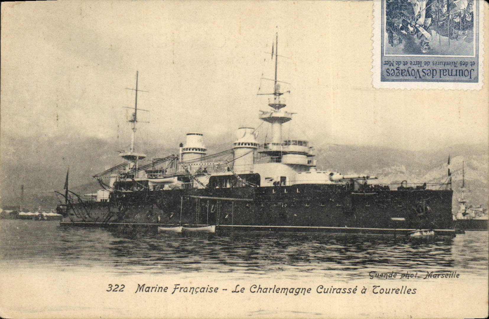 CPA Bateau de GuerreMarine Francaise Le Charlemagne cuirasse a tourelles 