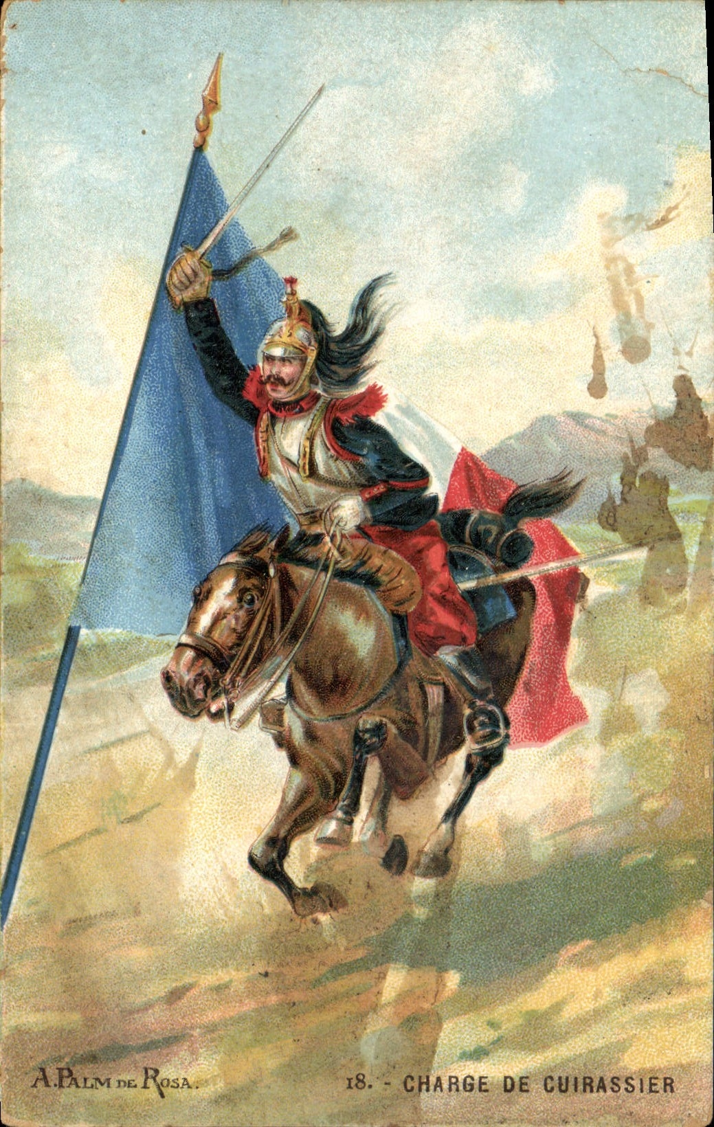 CPA Militaria A Palm de Rosa Charge de cuirassier