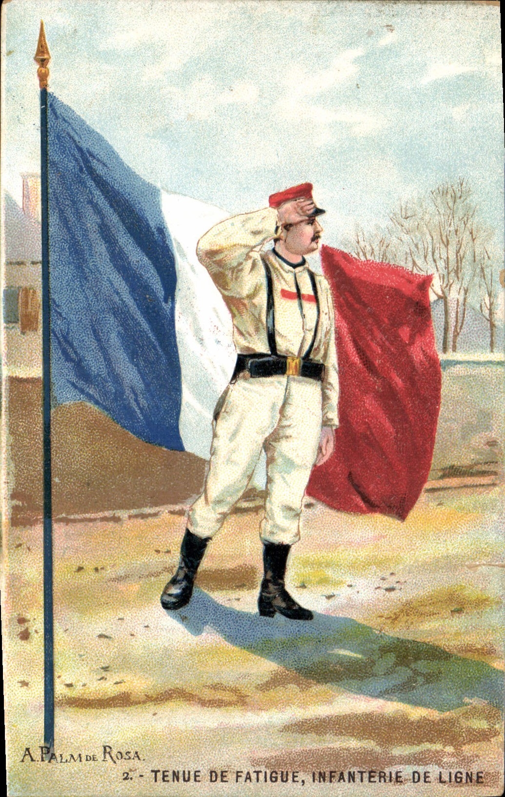 CPA Militaria A Palm de Rosa Tenue de fatigue infanterie de ligne