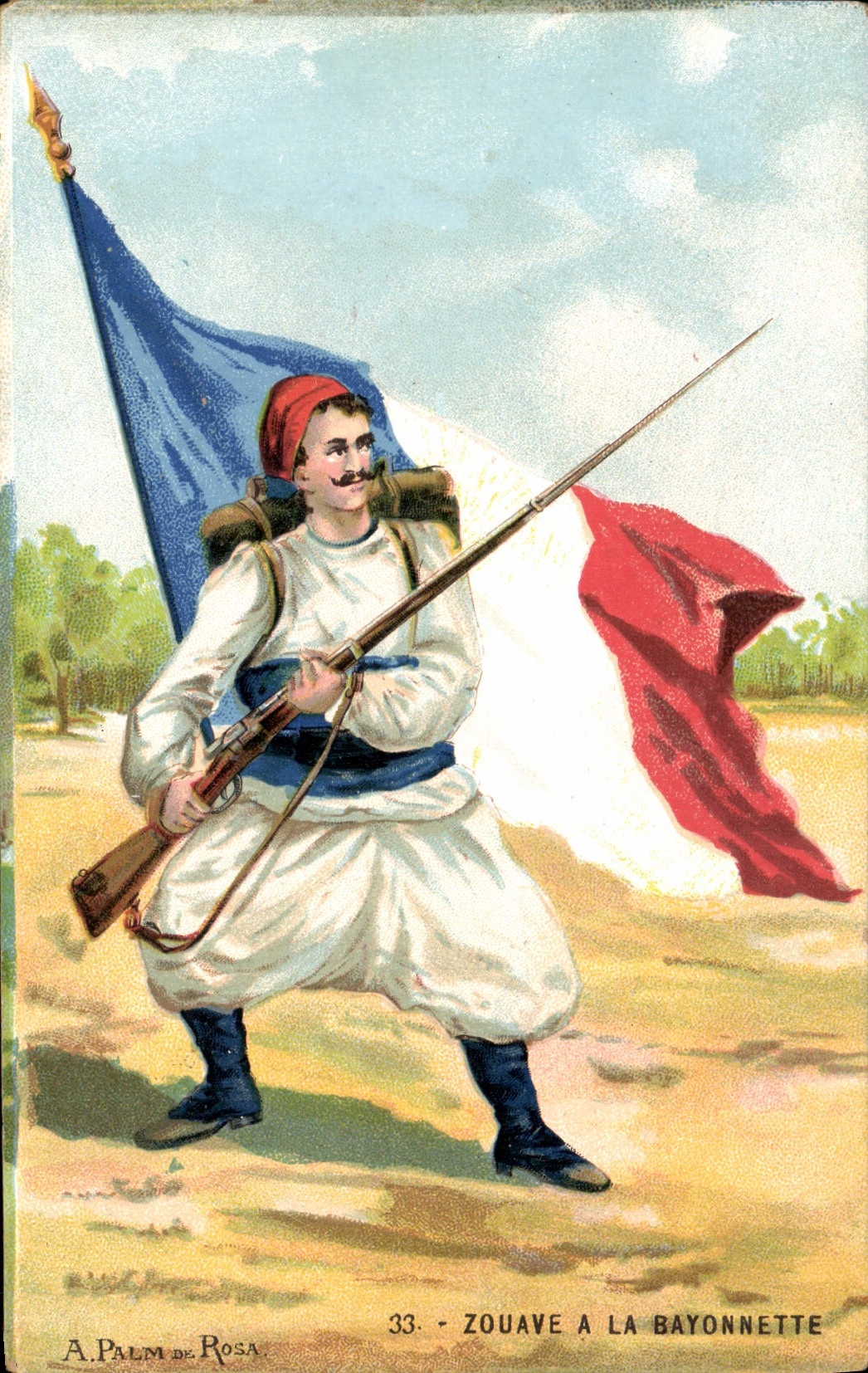 CPA Militaria A Palm de Rosa Zouave a la bayonnette