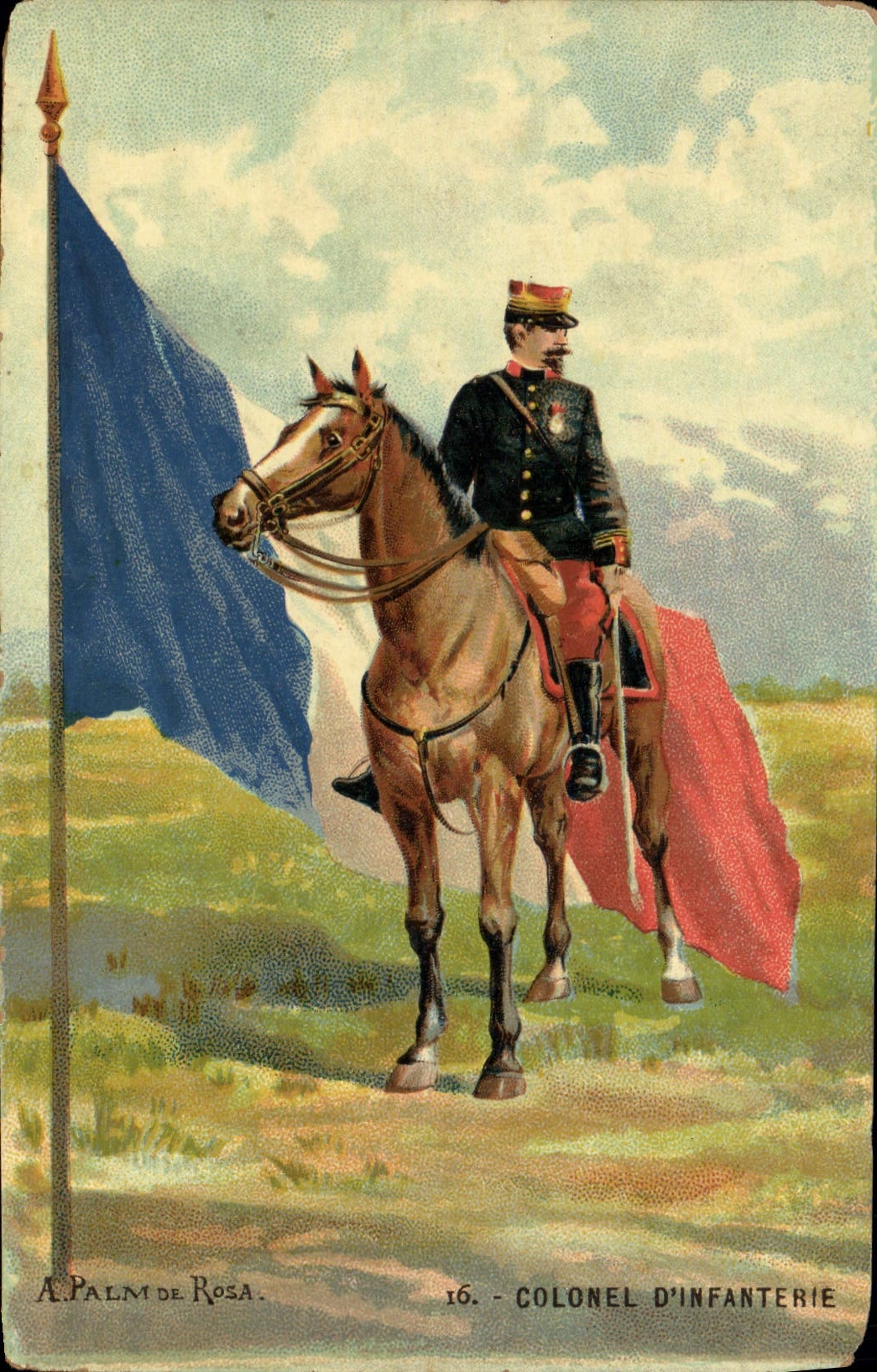 CPA Militaria A Palm de Rosa Colonel d'infanterie