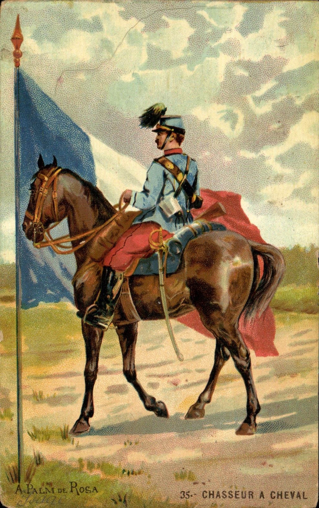 CPA Militaria A Palm de Rosa Chasseur a cheval