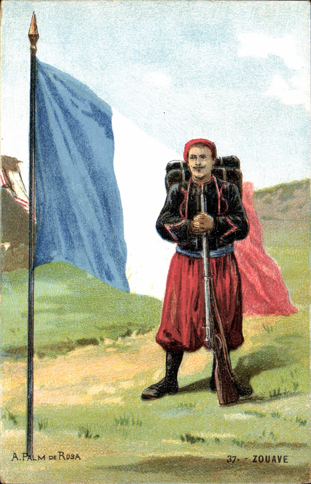 CPA Militaria A Palm de Rosa Zouave