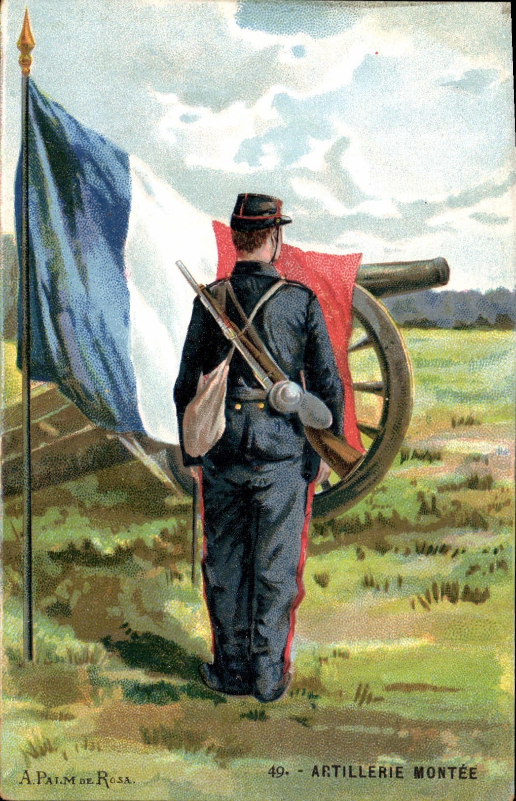 CPA Militaria A Palm de Rosa Artillerie montee