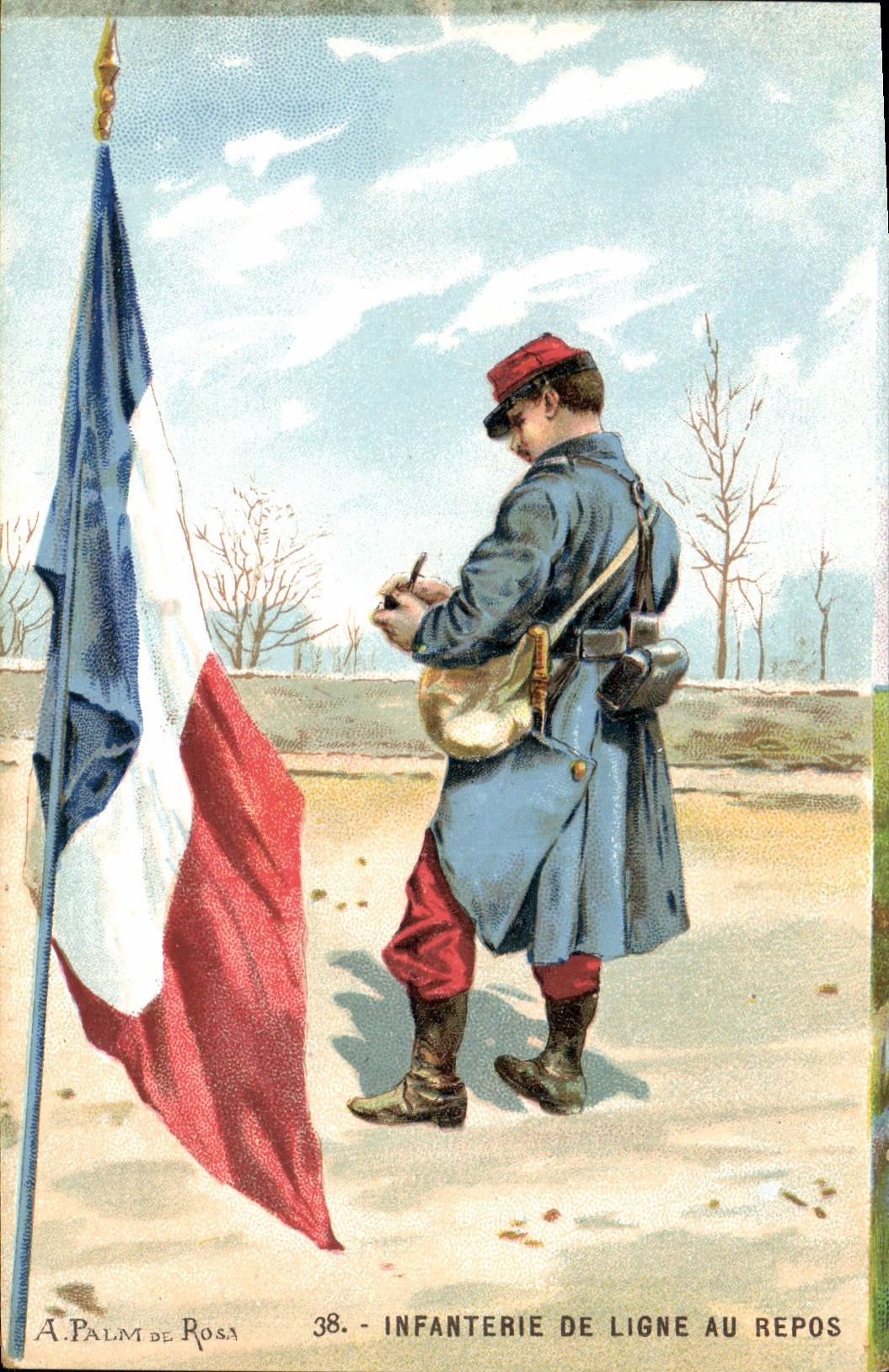 CPA Militaria A Palm de Rosa Infanterie de ligne au repos 