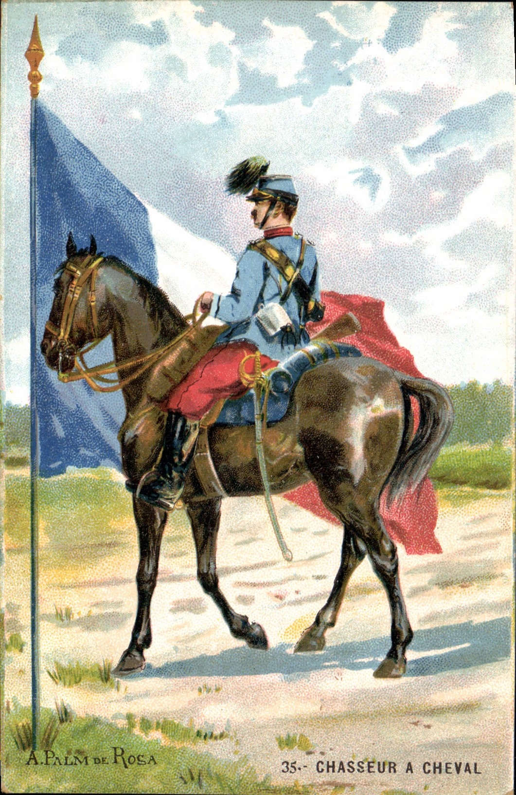 CPA Militaria A Palm de Rosa Chasseur a cheval 