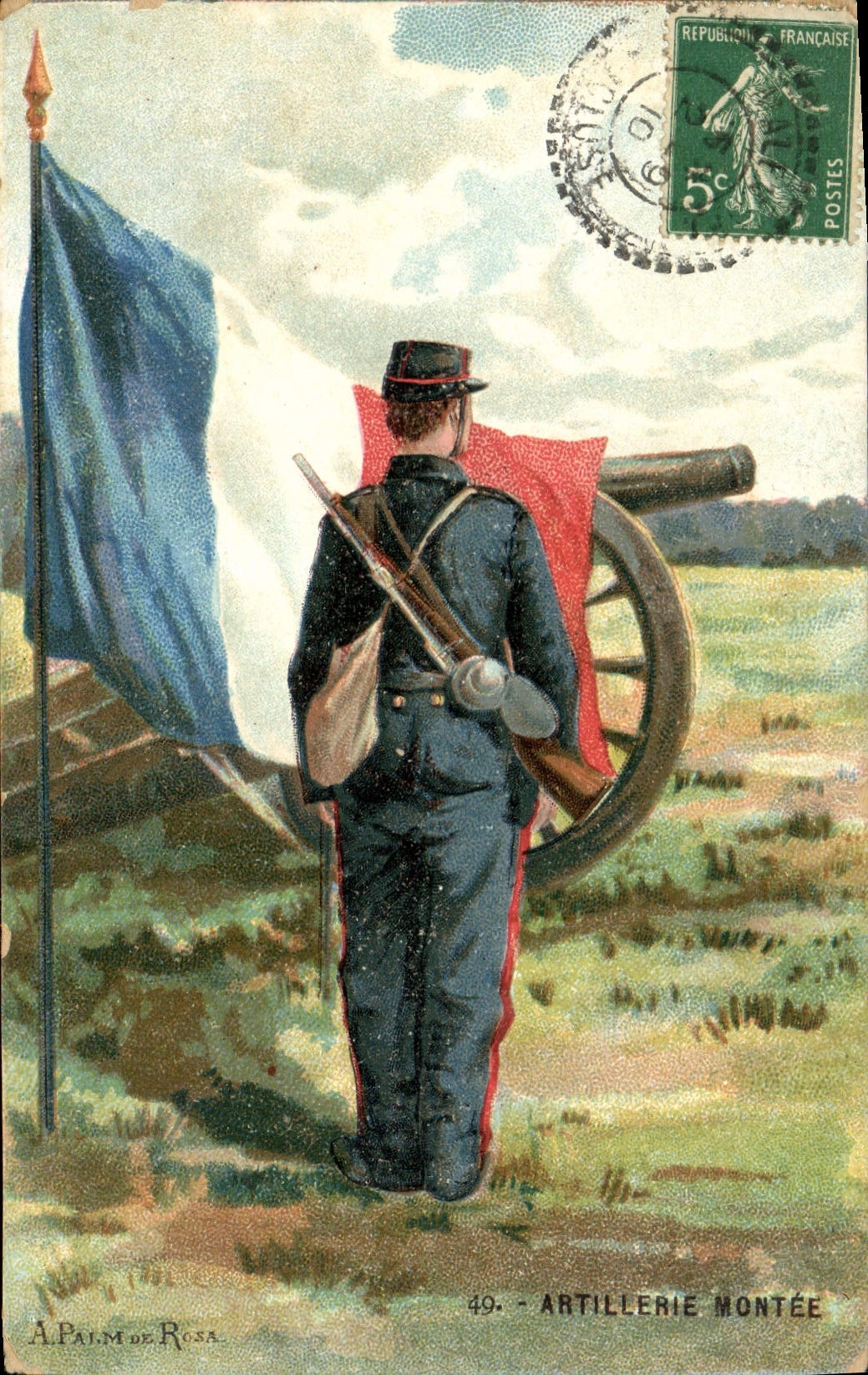 CPA Militaria A Palm de Rosa Artillerie montee 