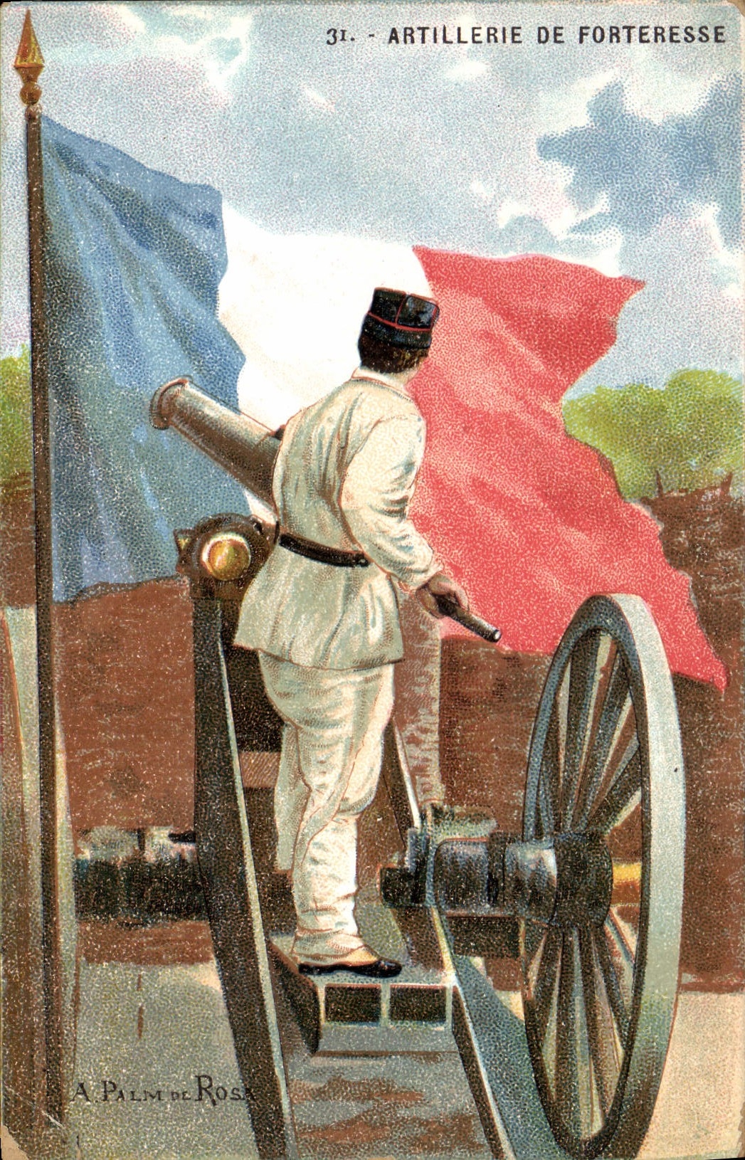 CPA Militaria A Palm de Rosa Artillerie de forteresse 