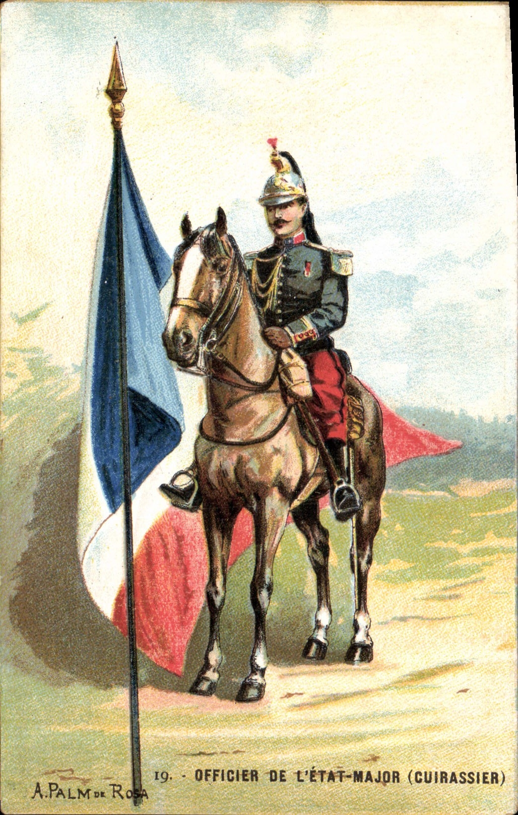 CPA Militaria A Palm de Rosa Officier de l'etat major (cuirassier) 