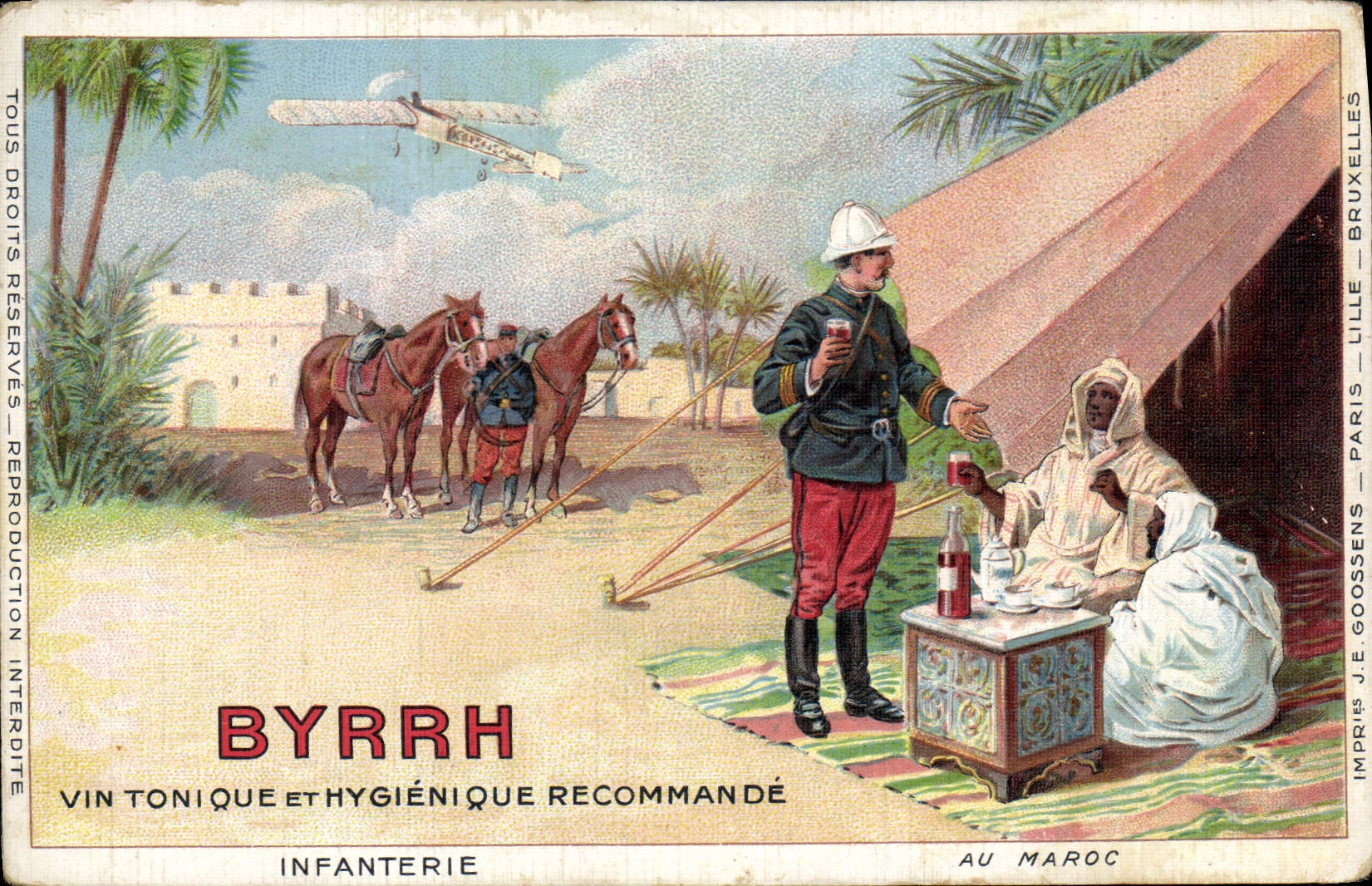 CPA Militaria Byrrh vin tonique et hygienique recommmande Infanterie au Maroc 