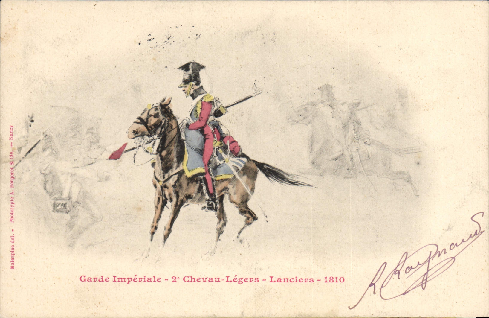 CPA Militaria Garde imperiale 2 chevau legers Lanciers 1810 