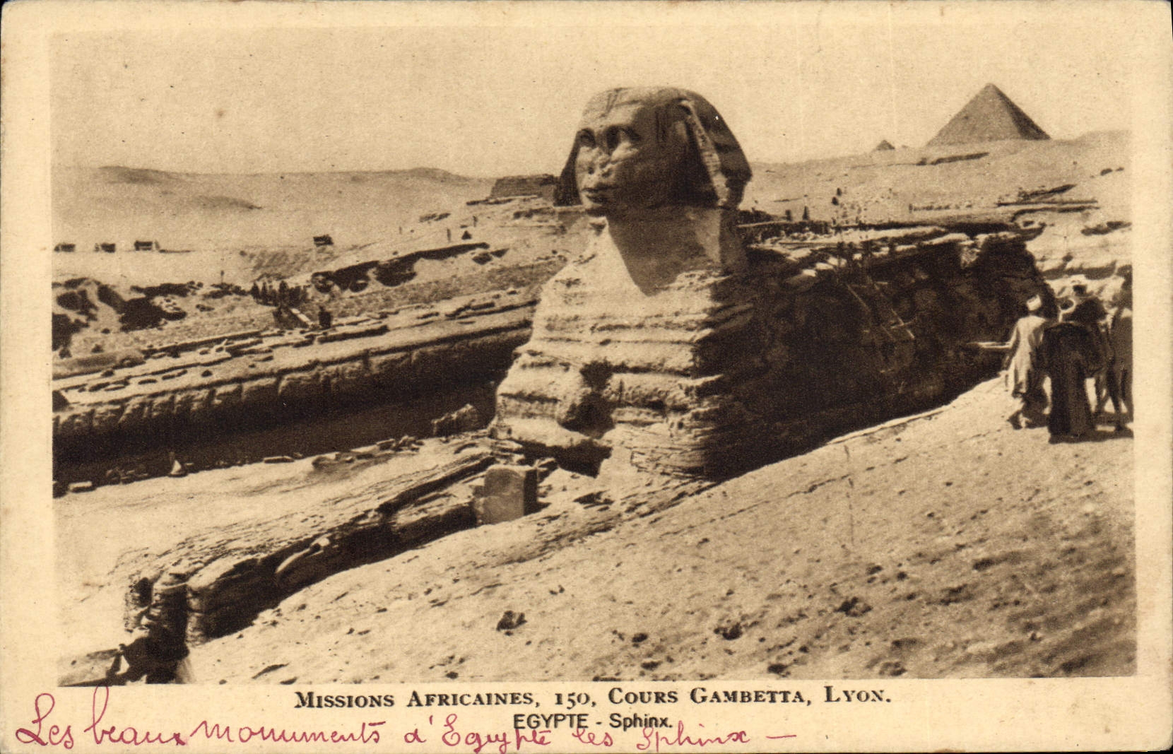 CPA Egypt Egypte Missions africaines Cours Gambetta Lyon Egypte Sphinx