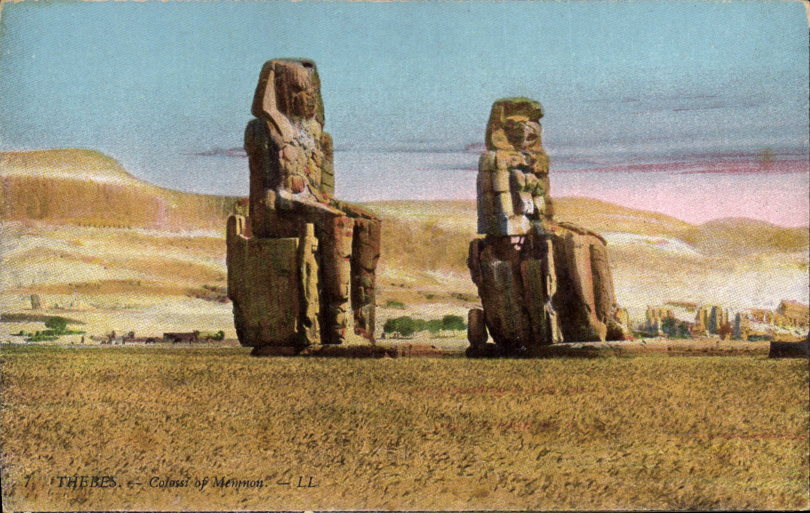 CPA Egypt Egypte Thebes Colossi of Memnon