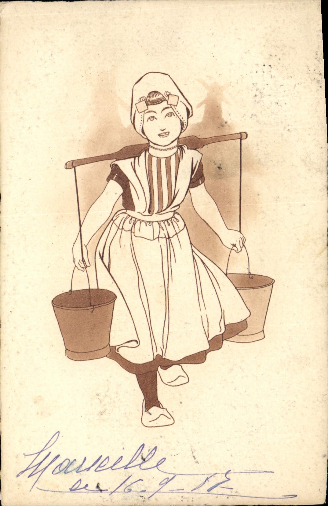 CPA Fantaisie (dessin a la main) Enfant