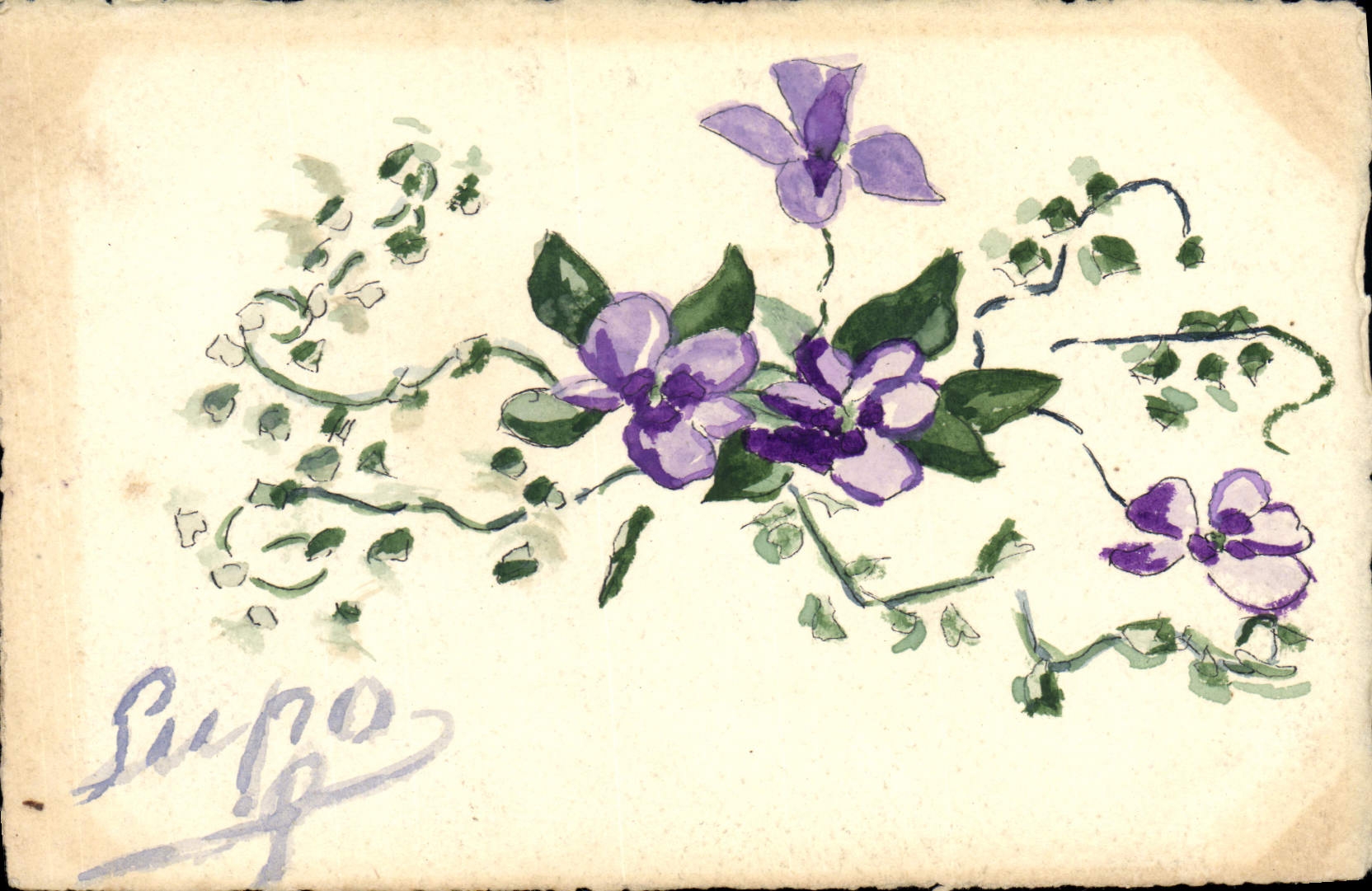 CPA Fantaisie (dessin a la main) Fleurs