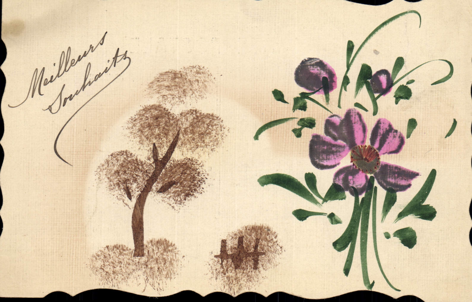 CPA Fantaisie (dessin a la main) Fleurs