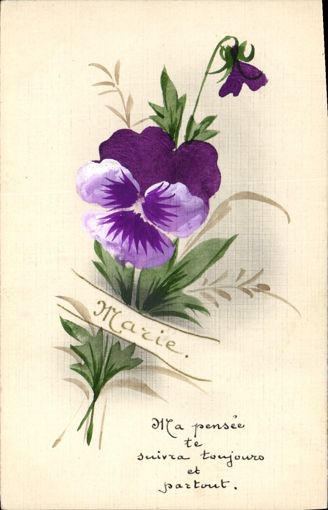 CPA Fantaisie (dessin a la main) Fleurs