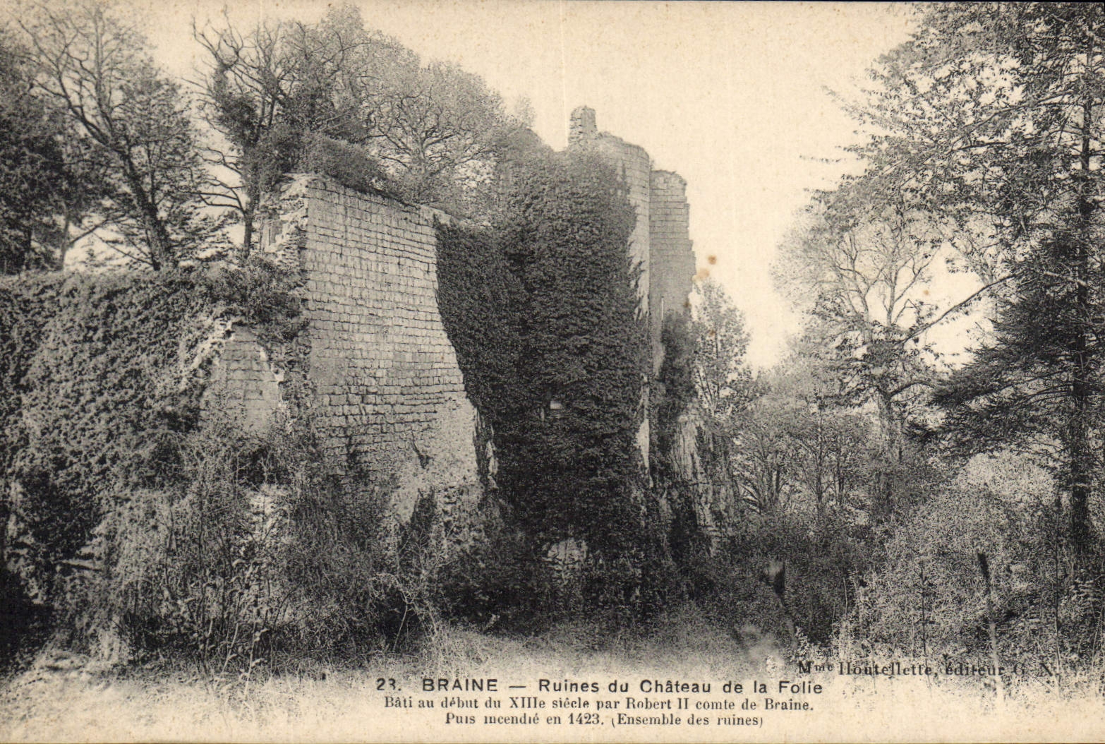 CPA Braine Ruines du chateau de la folie Rati au debut du XIII siecle par Robert II comte de Braine 