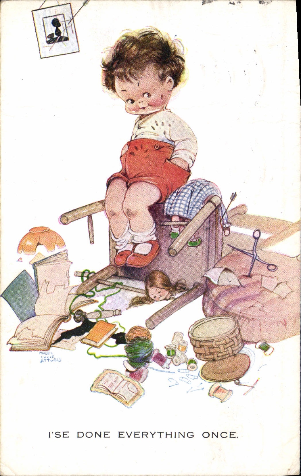 CPA Fantaisie Poupee Enfant I've done everything once