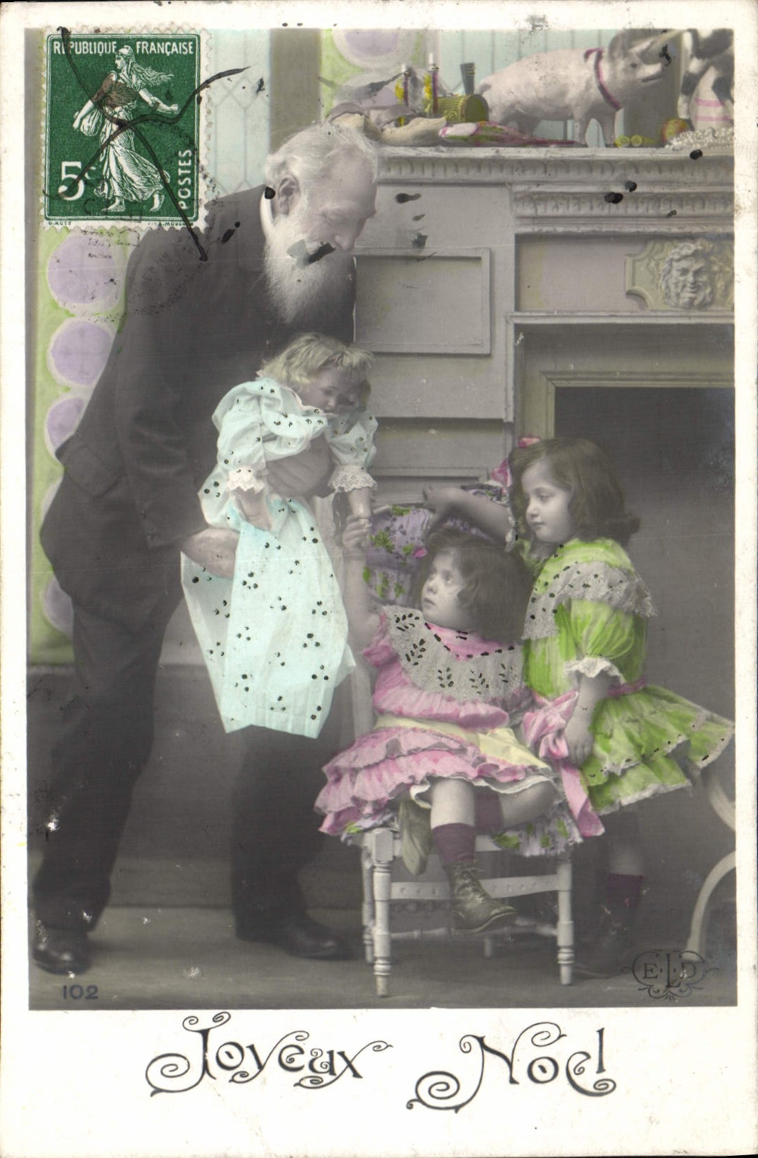 CPA Fantaisie Poupee Enfants Joyeux Noel