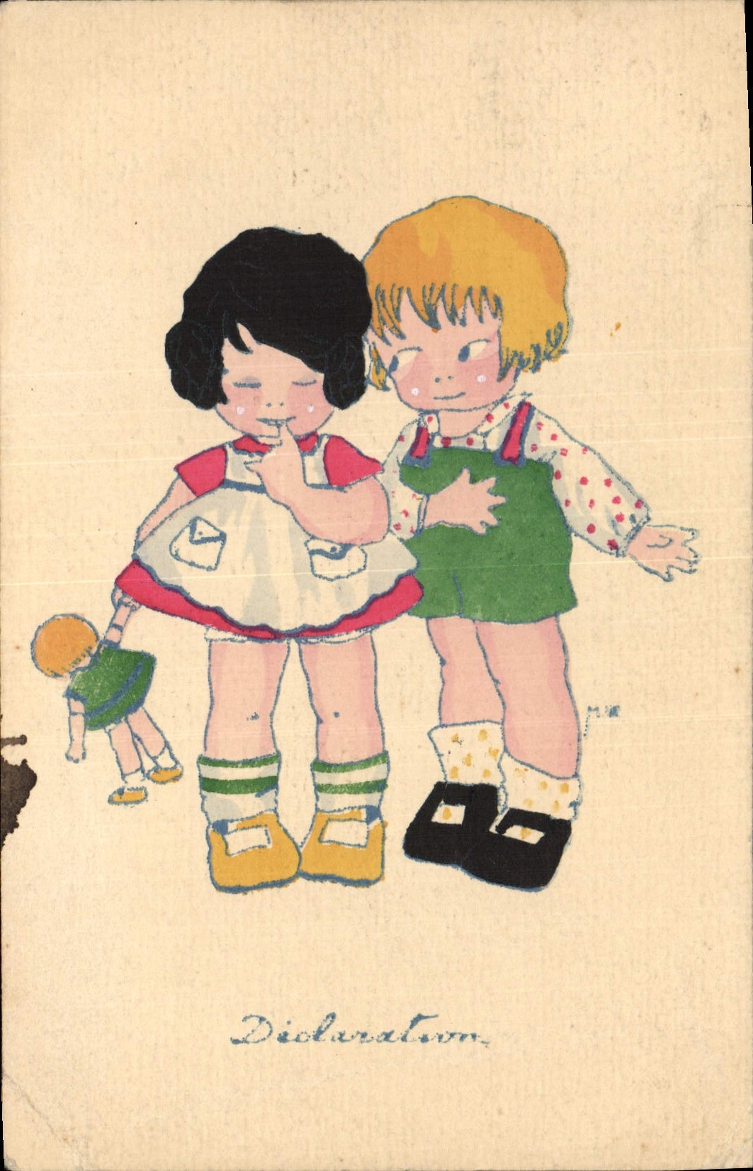 CPA Fantaisie Poupee Enfants Declaration