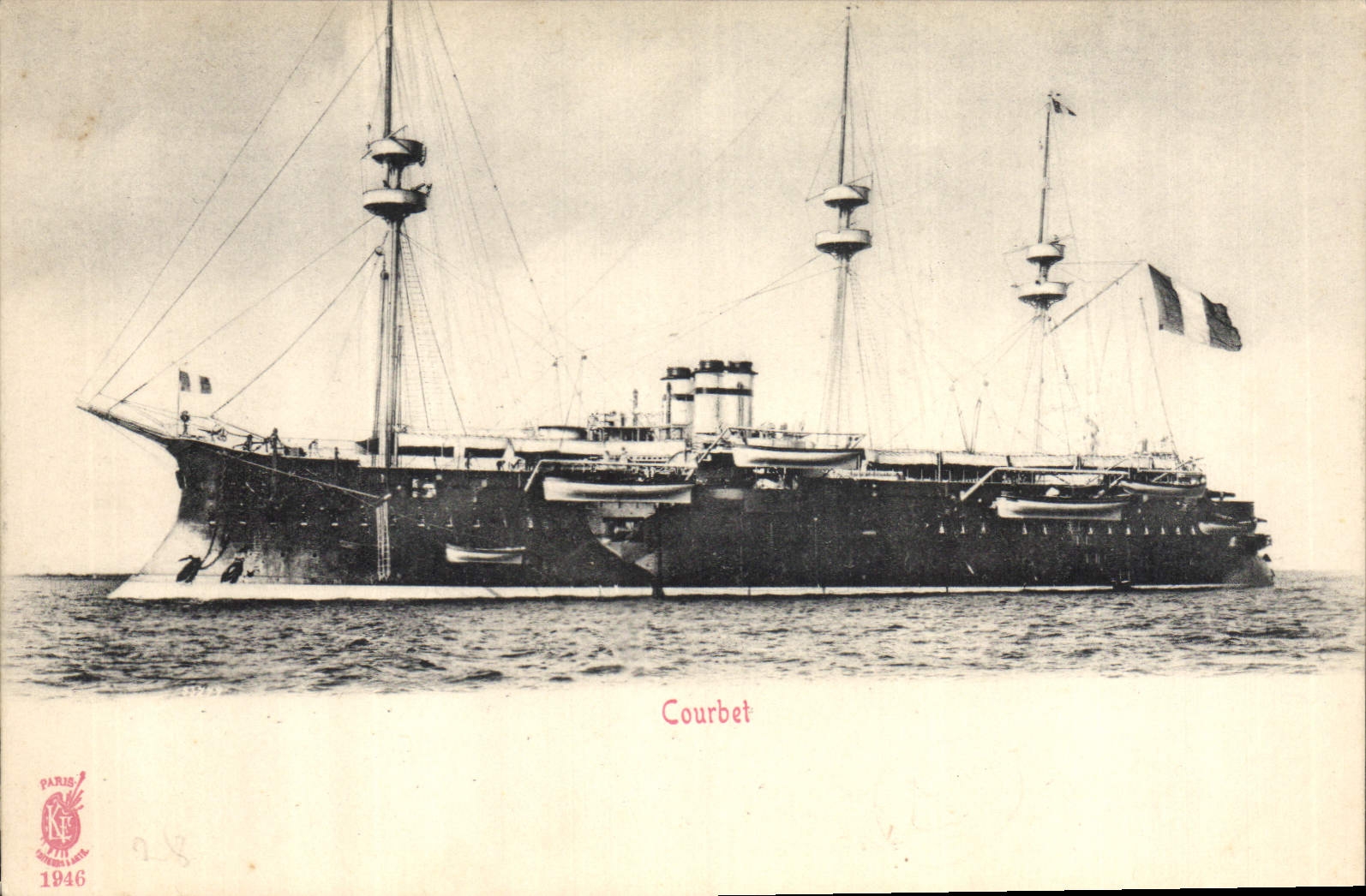 CPA Bateau de Guerre Courbet 