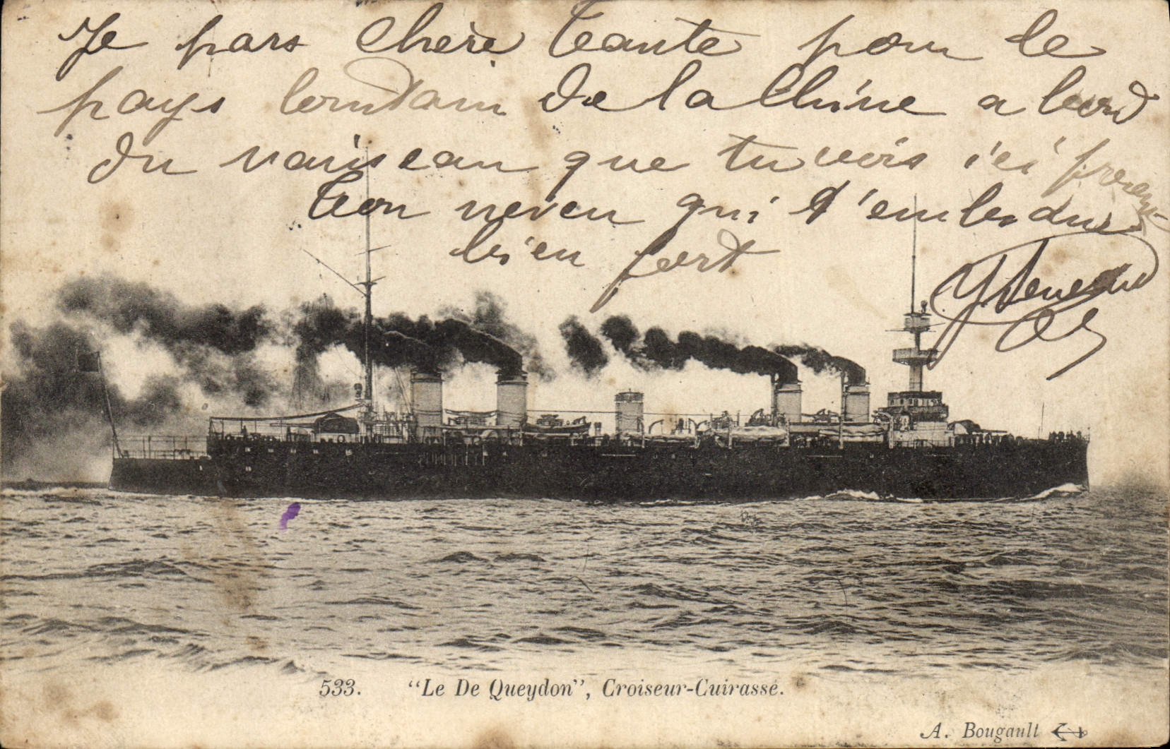 CPA Bateau de Guerre Le De Queydon croiseur cuirasse 