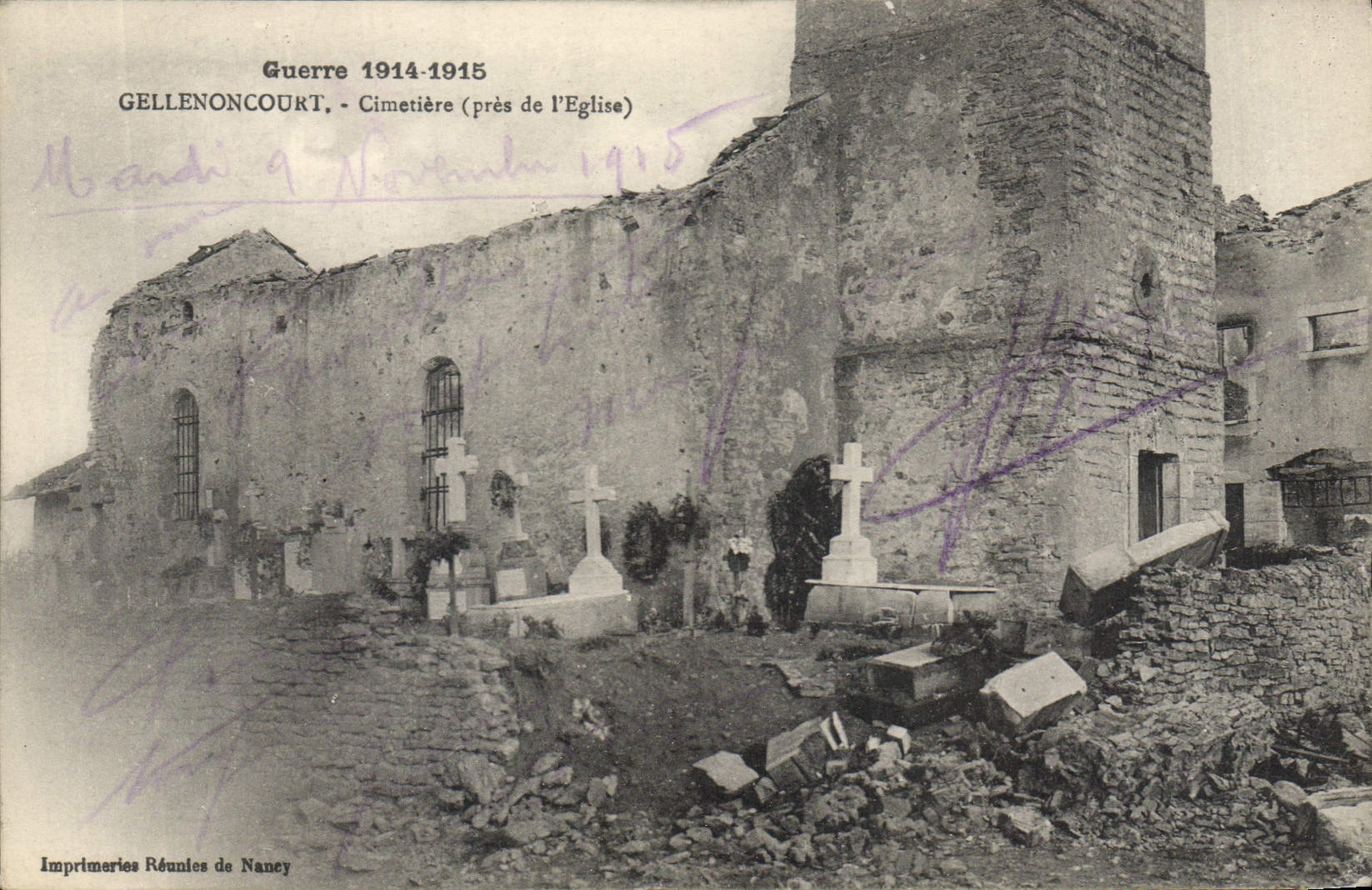 CPA Militaria Guerre 1914 15 Gellenoncourt Cimitiere (pres de l'eglise) 
