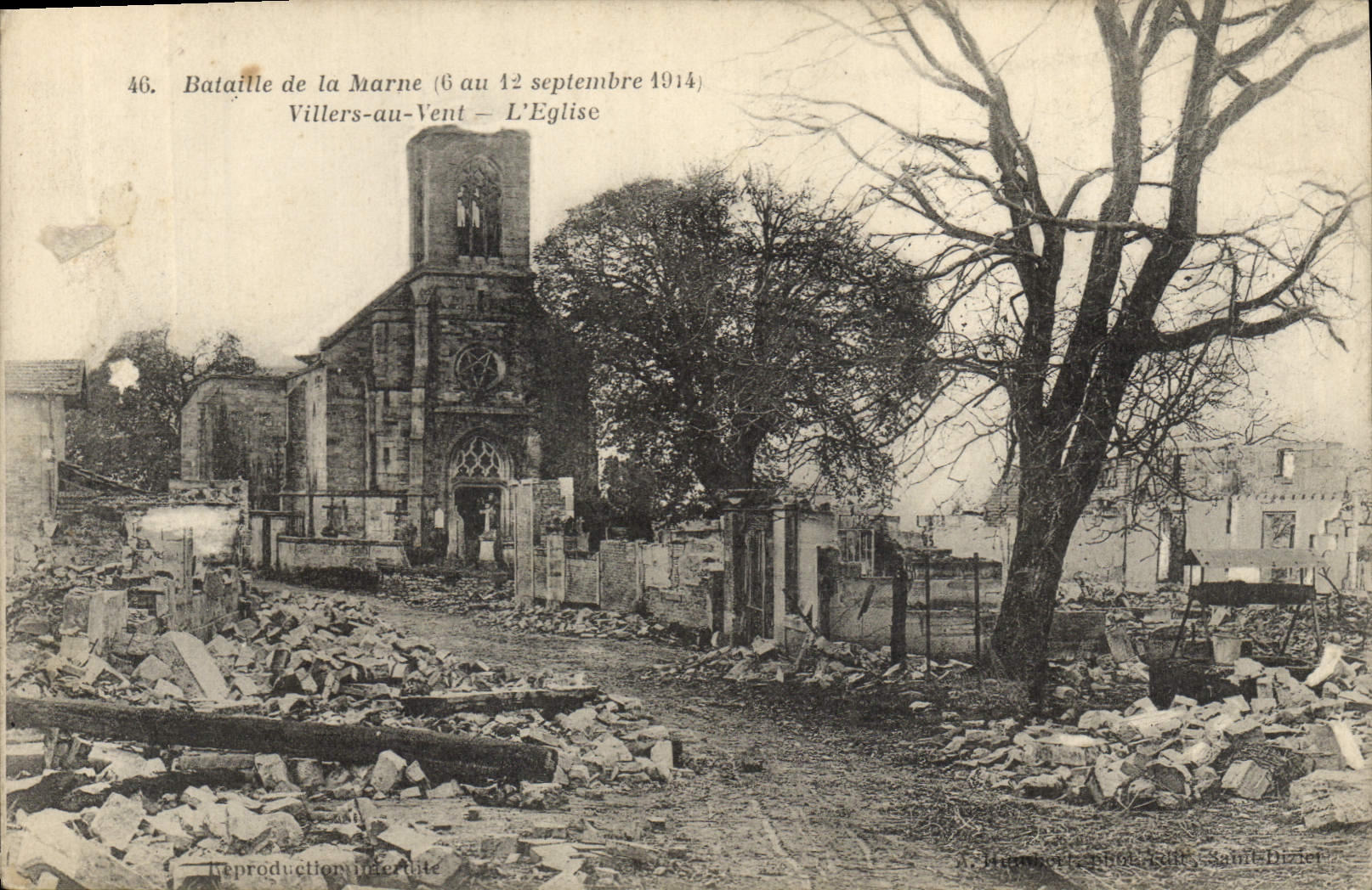 CPA Militaria Bataille de la Marne (6 au 12 septmebre 1914) Villers au Vent L'Eglise 