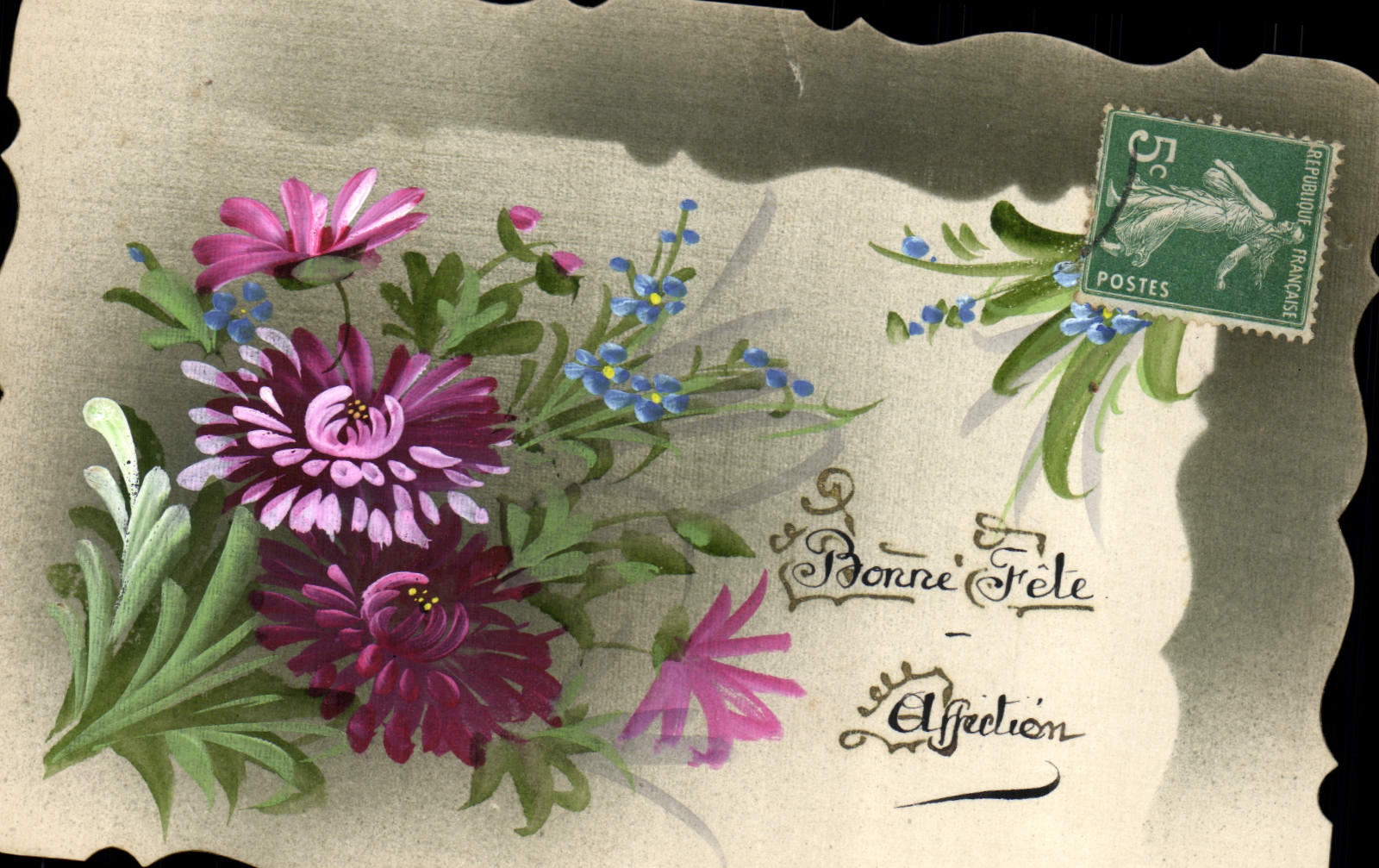 CPA Fantaisie (dessin a la main ) Fleurs