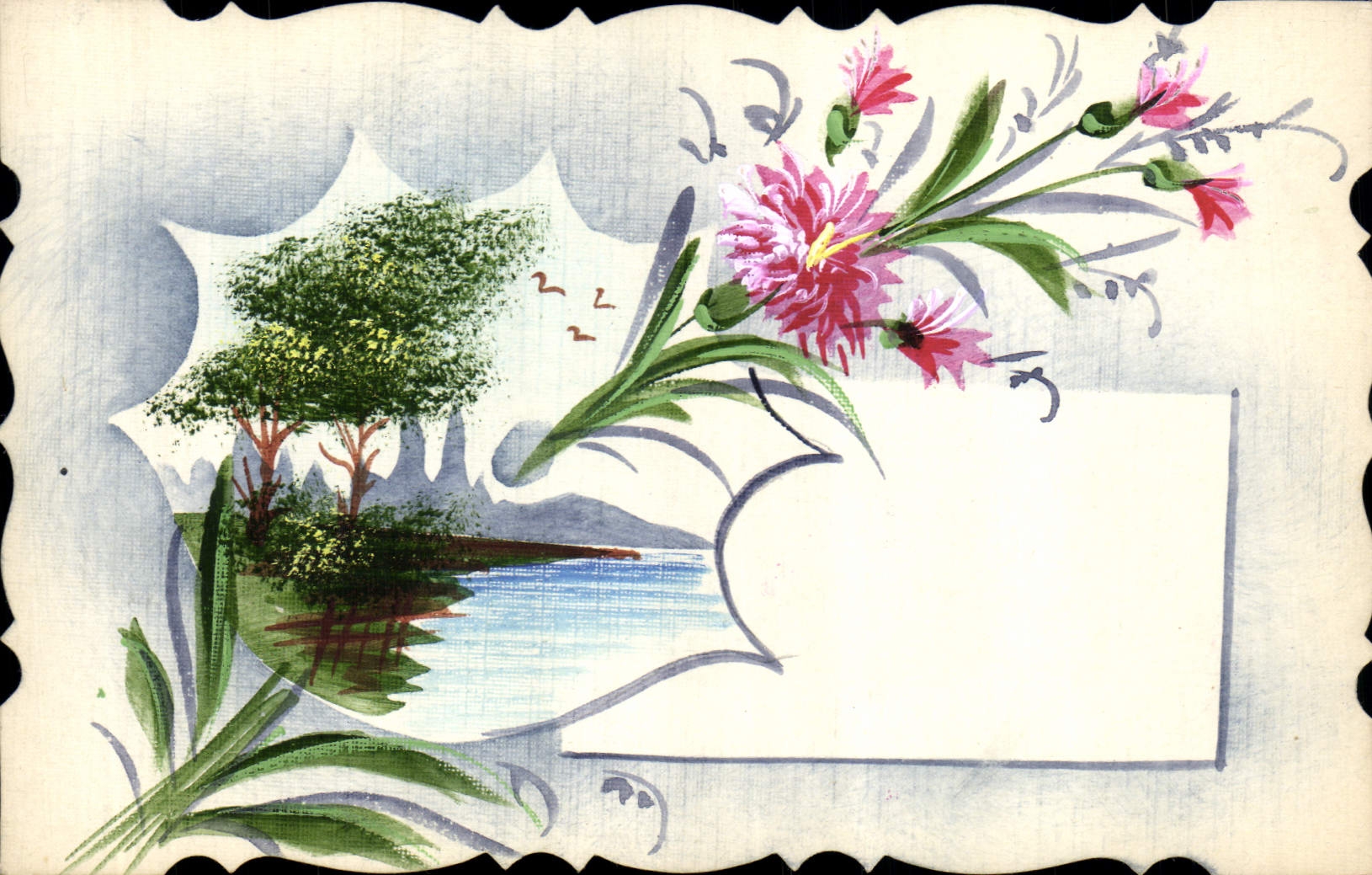 CPA Fantaisie (dessin a la main ) Fleurs