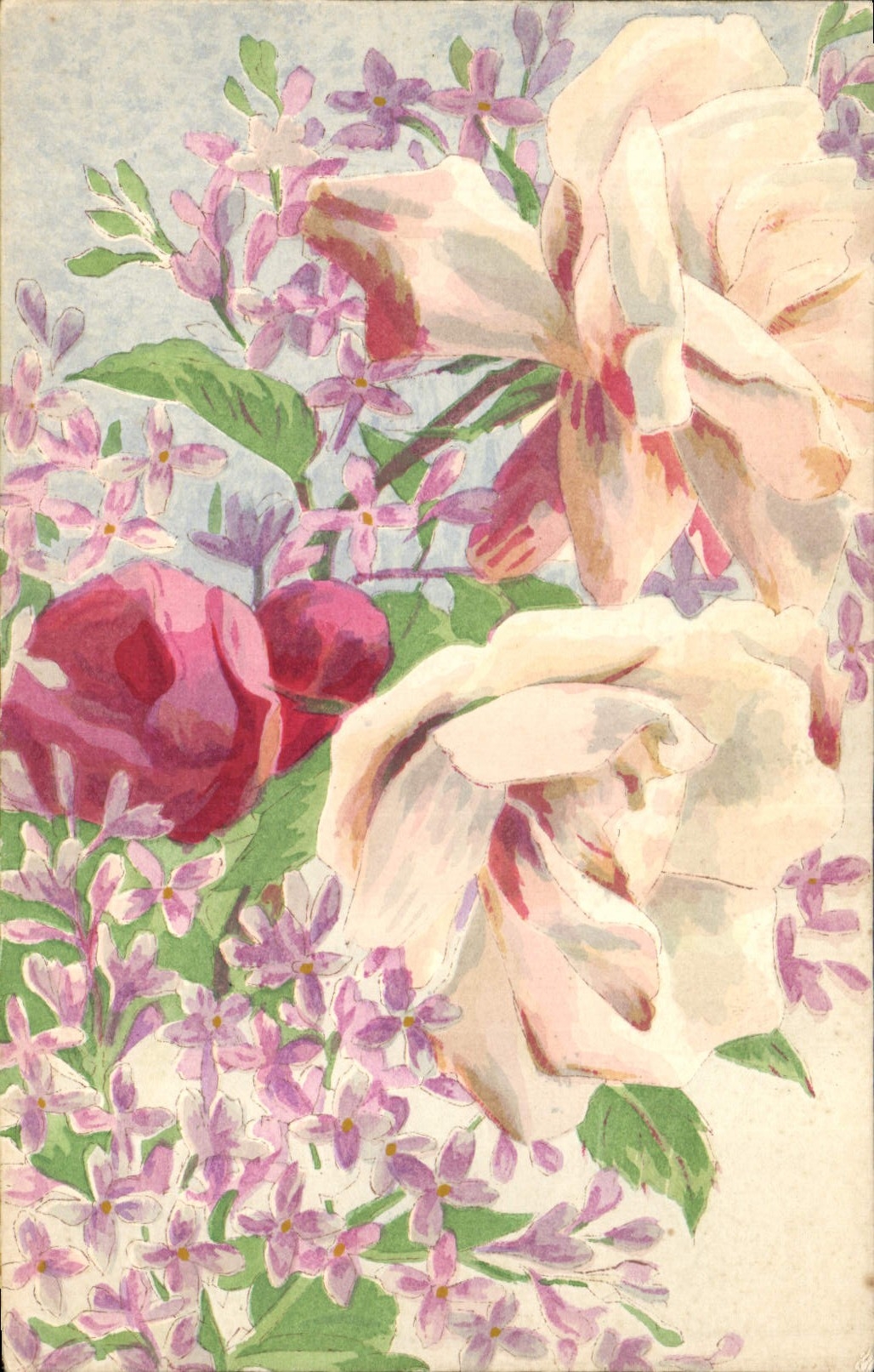 CPA Fantaisie (dessin a la main ) Fleurs